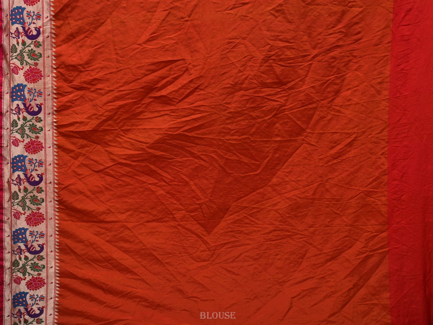 Dark Blue and Orange Bandhani Paithani Silk Handloom Saree with Border Design bn0365