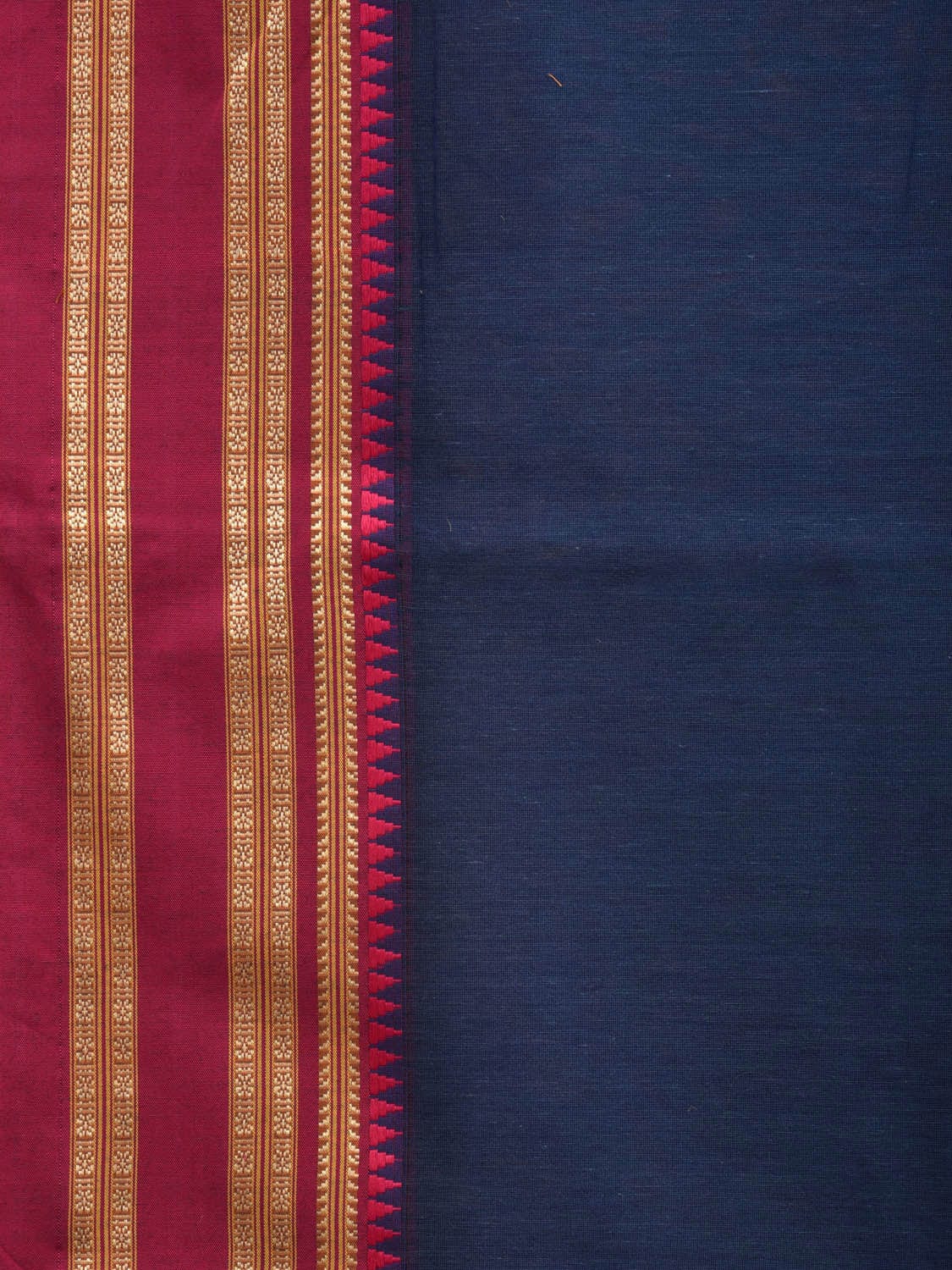 Dark Blue and Pink Bamboo Cotton Plain Saree with Border Design bc0067