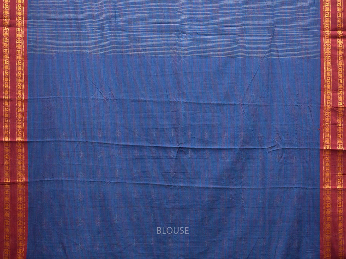 Dark Blue and Red Narayanpet Cotton Handloom Saree with Kasuti Work Design o0581