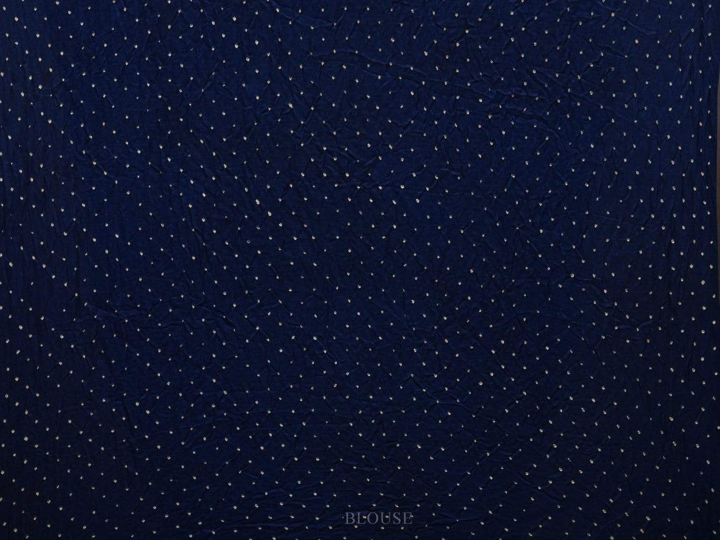 Dark Blue Bandhani Kalamkari Silk Handloom Saree with Checks Design bn0288