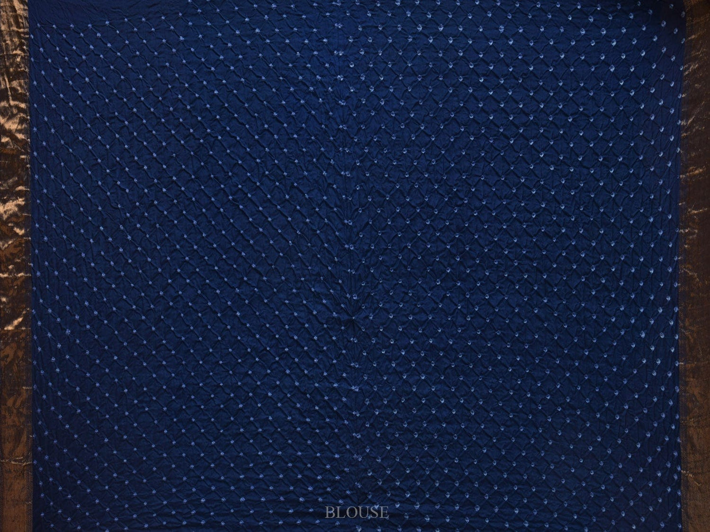 Dark Blue Bandhani Kanchipuram Silk Handloom Saree with Horse Buta and Corner Mango Design bn0321