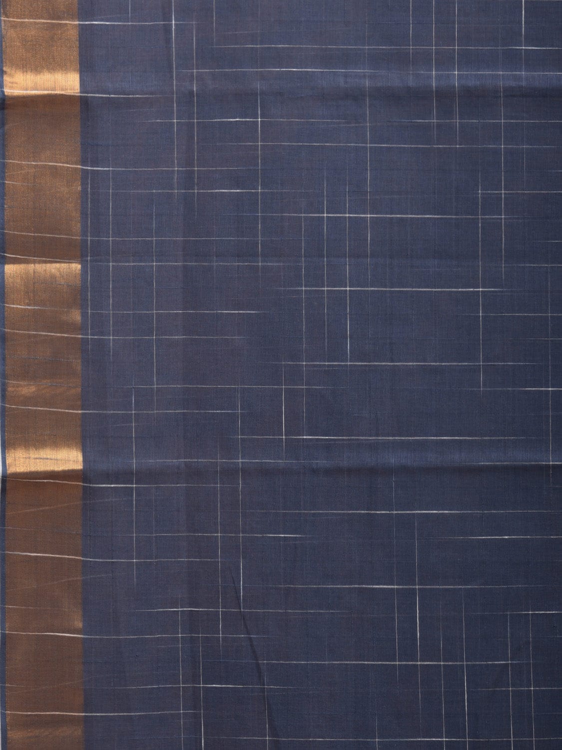 Dark Blue Kanchipuram Cotton Handloom Saree with Strips Pallu Design k0571
