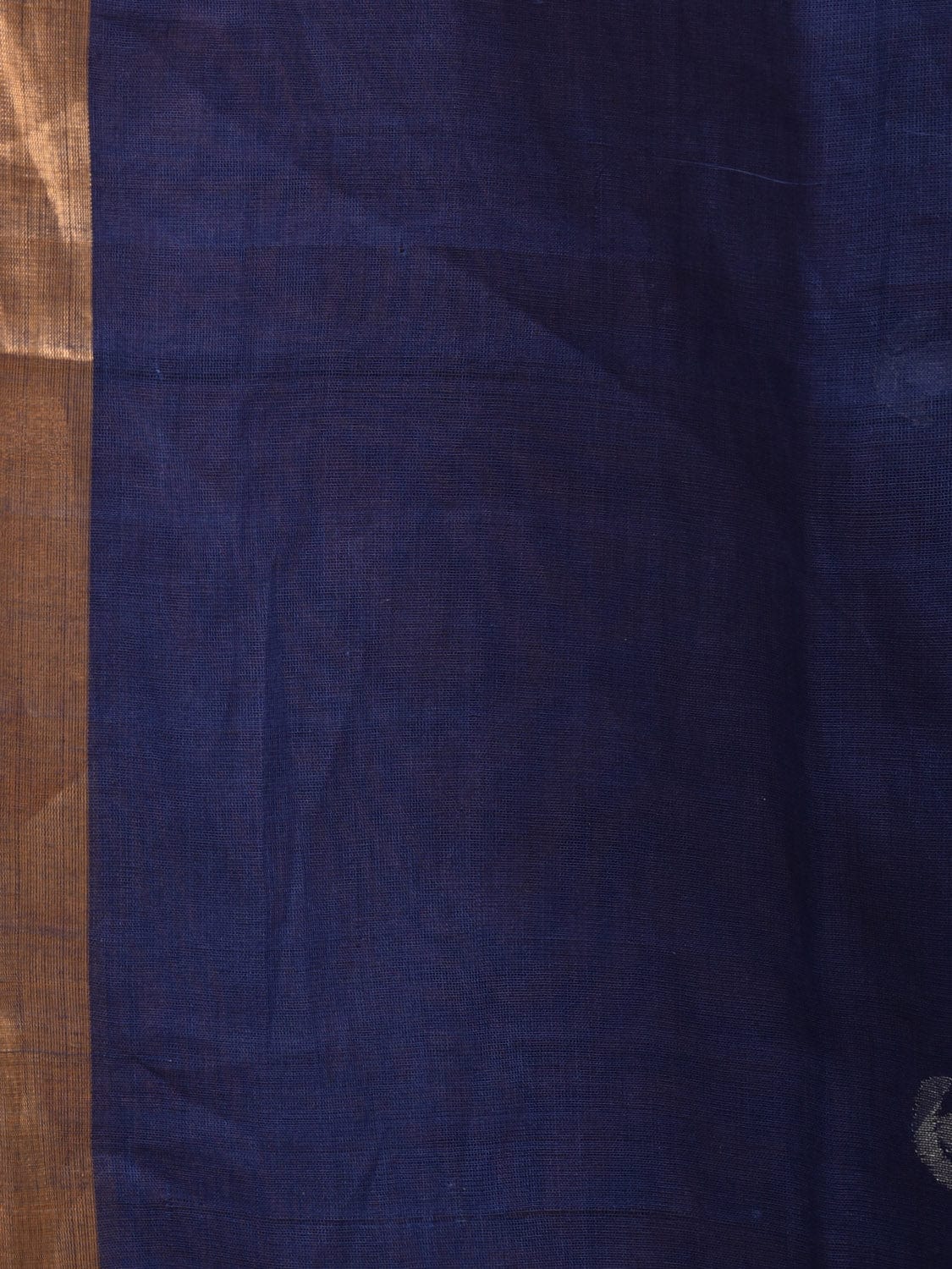 Dark Blue Khadi Cotton Handloom Saree with Floral Pallu Design kh0668