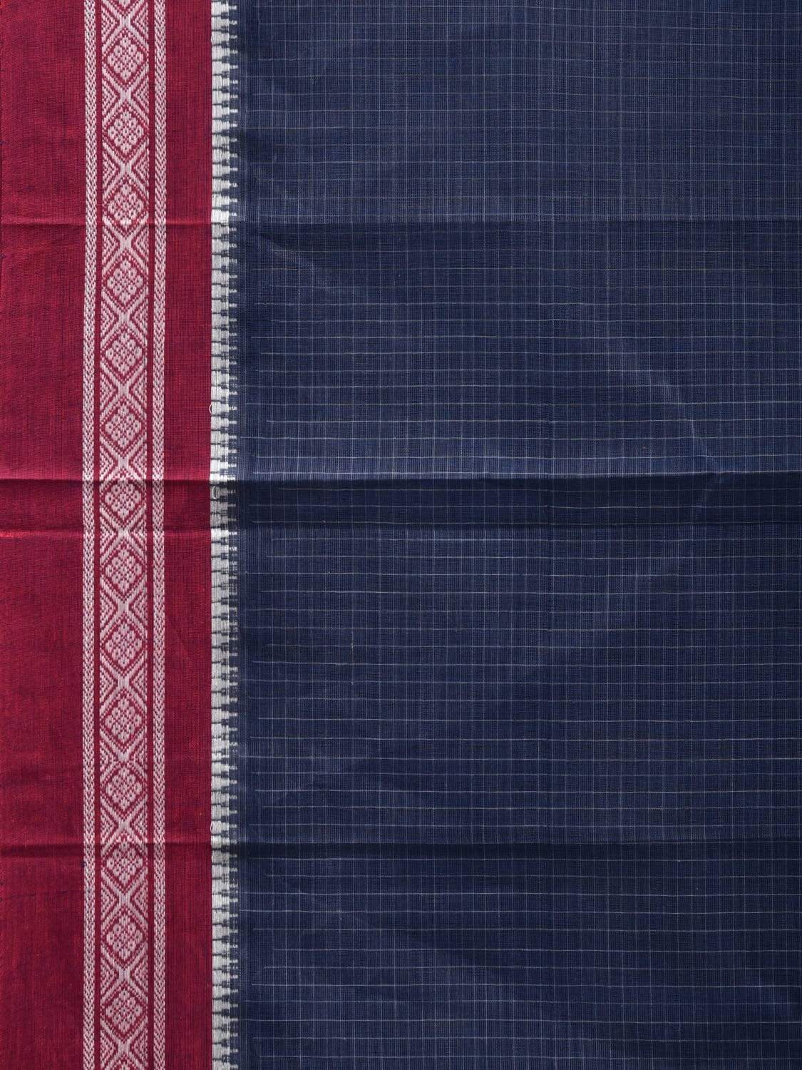 Dark Blue Narayanpet Cotton Handloom Saree with Checks Design No Blouse np0510