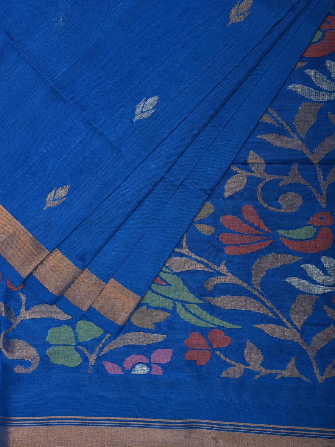 Dark Blue Uppada Silk Handloom Saree with Floral Pallu Design u2289