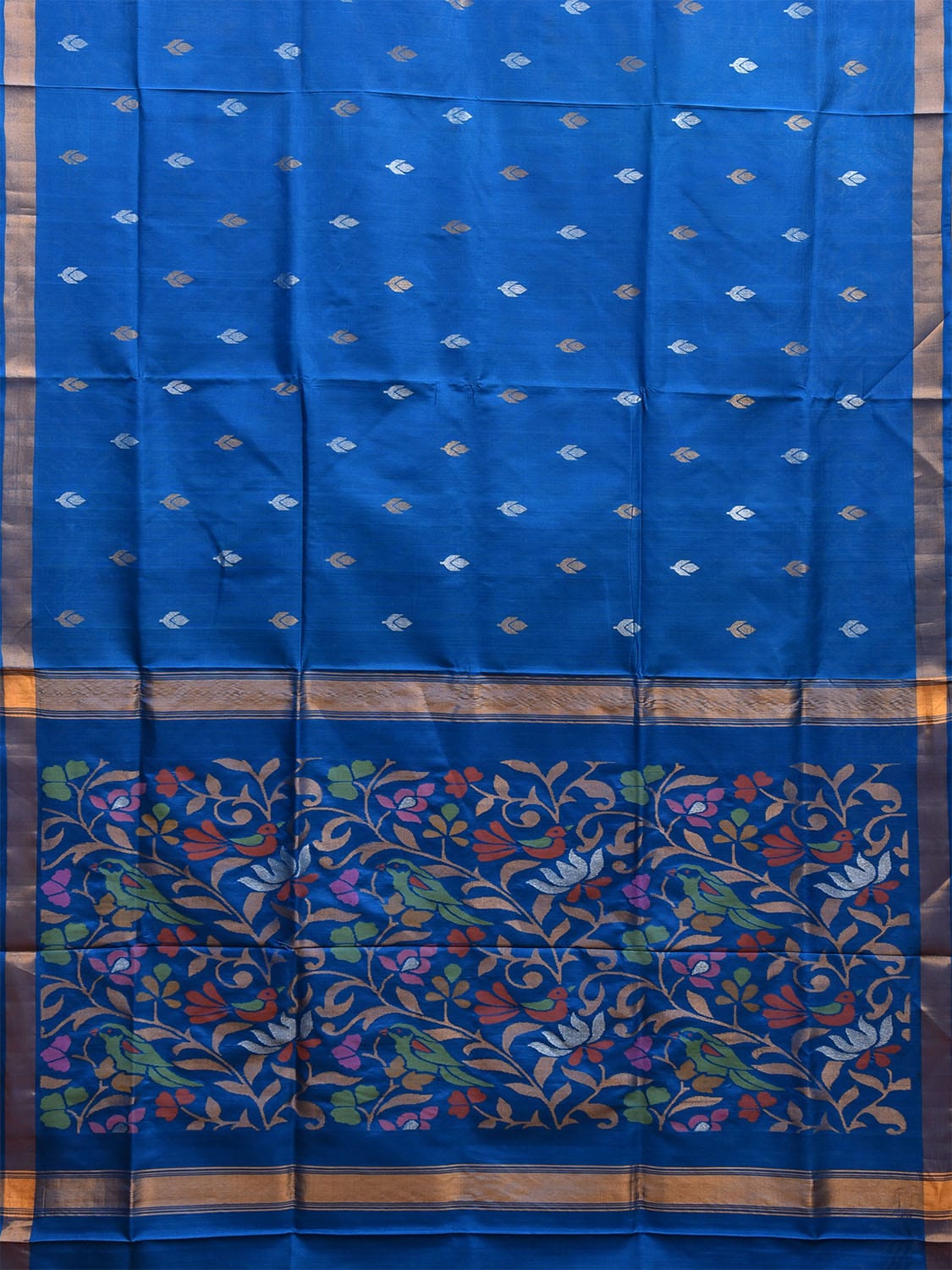 Dark Blue Uppada Silk Handloom Saree with Floral Pallu Design u2289