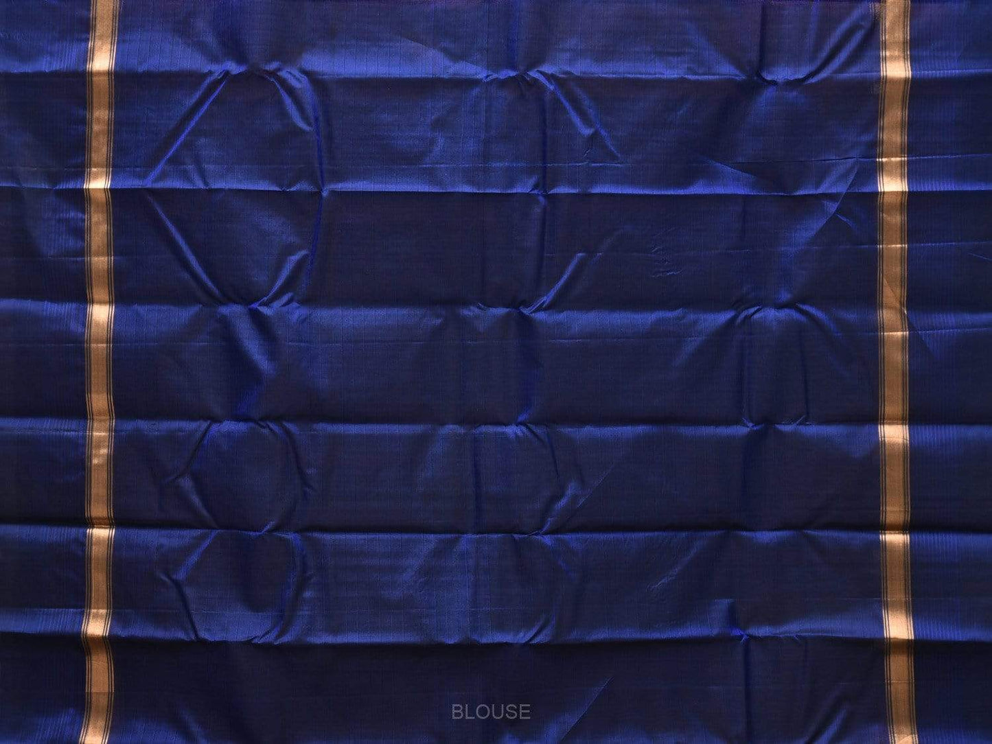 Dark Brown and Blue Gadwal Silk Handloom Saree with Strips Pallu Design g0268