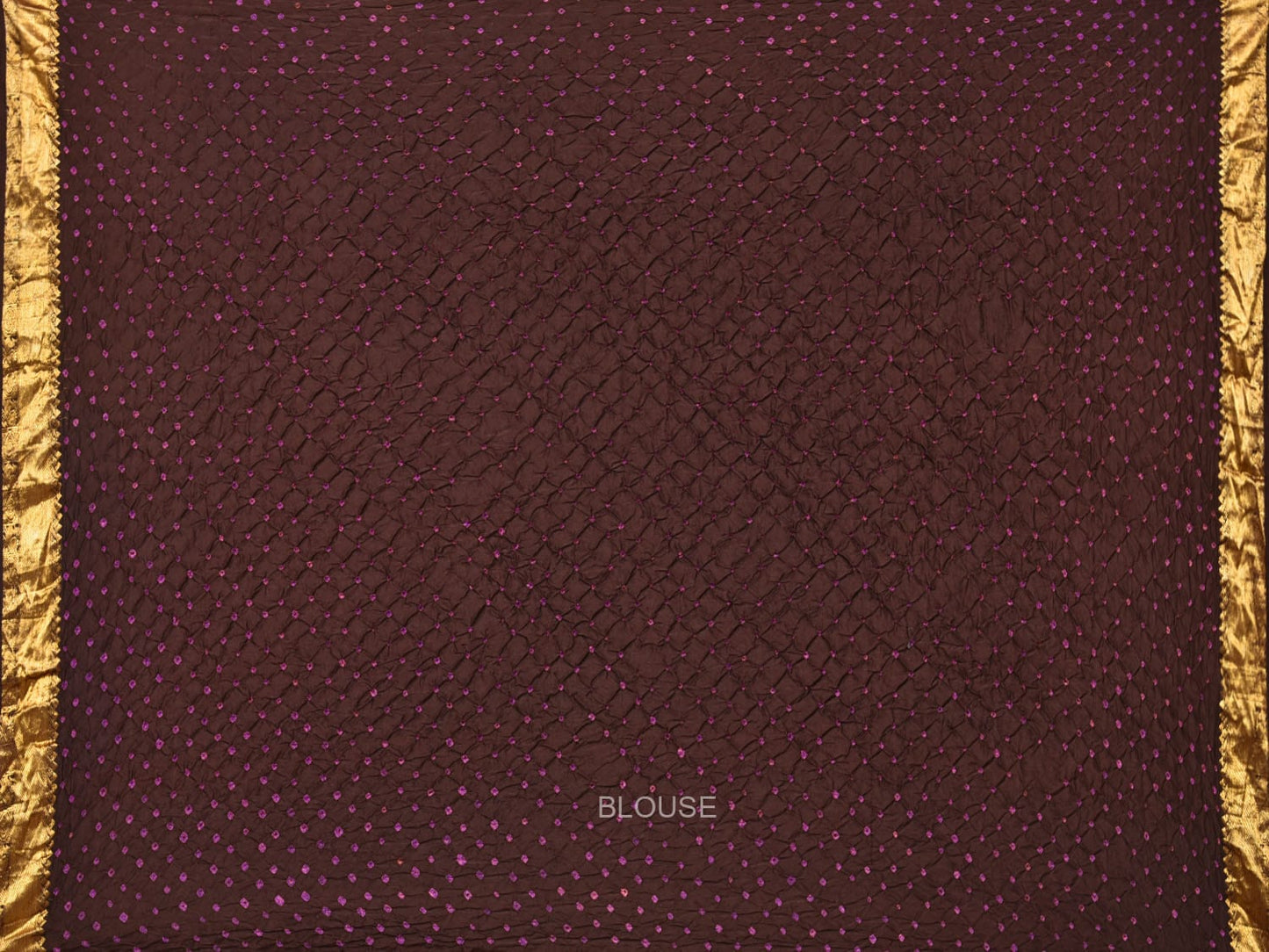 Dark Brown Bandhani Kanchipuram Silk Handloom Saree with Mango Pallu Design bn0478