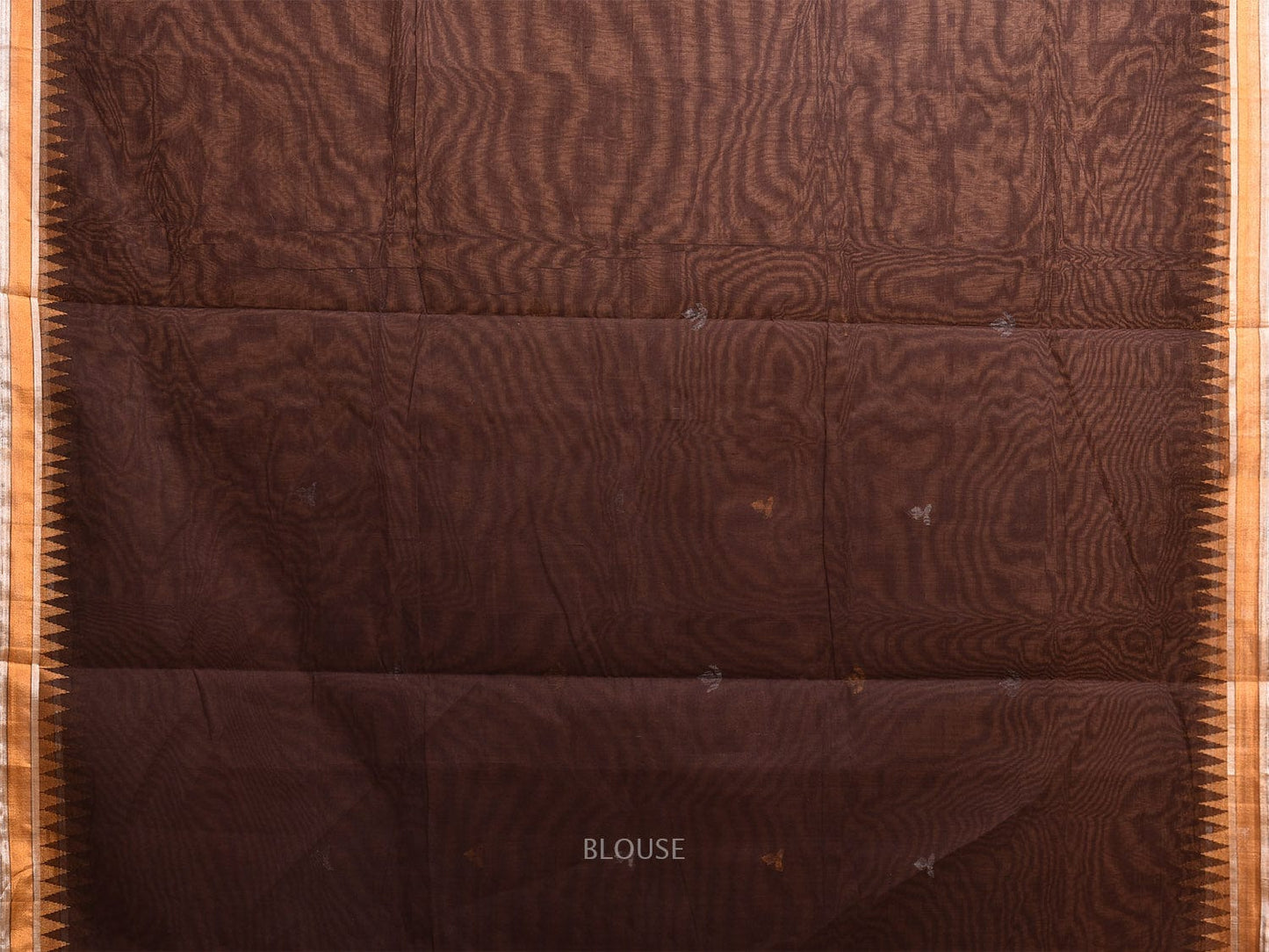 Dark Brown Khadi Cotton Handloom Saree with Floral Pallu Design kh0700