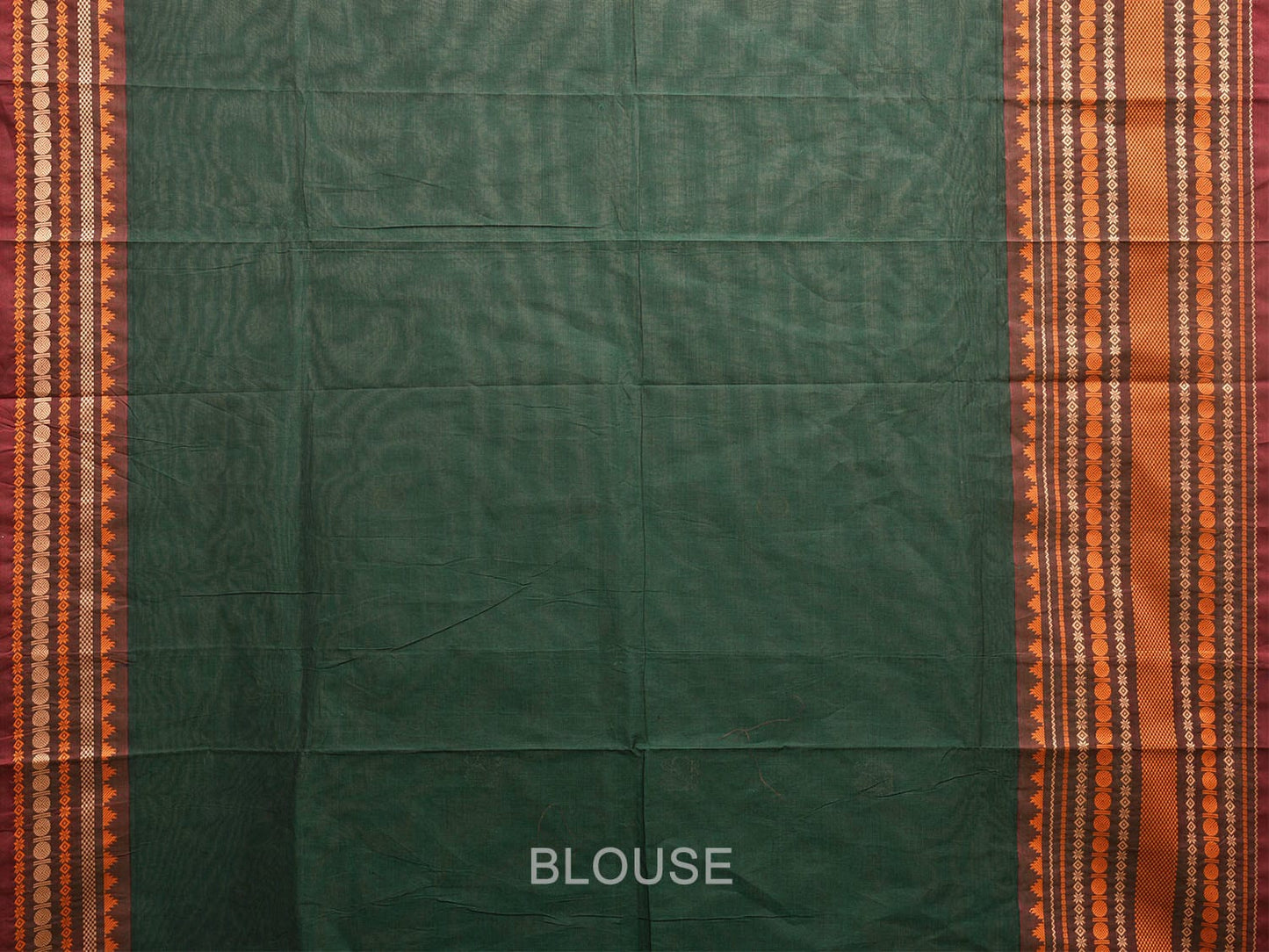 Dark Green Kanchipuram Cotton Saree with Body Buta and Big Border Design k0772