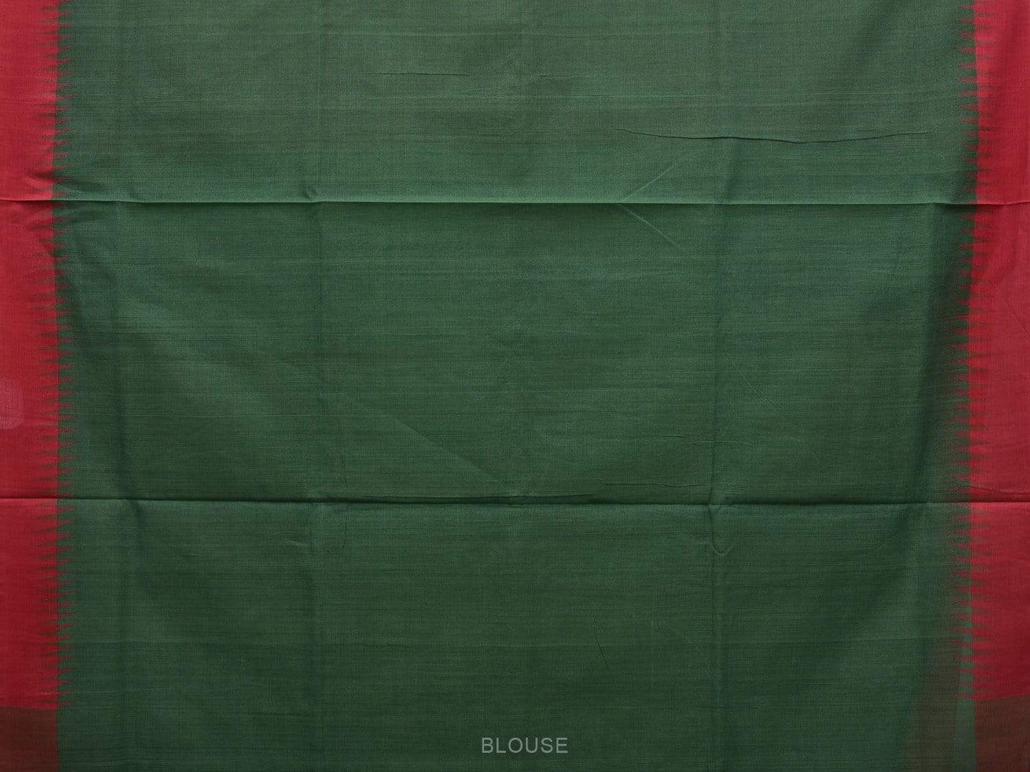 Dark Green Khadi Cotton Handloom Plain Saree with Temple Border Design kh0524