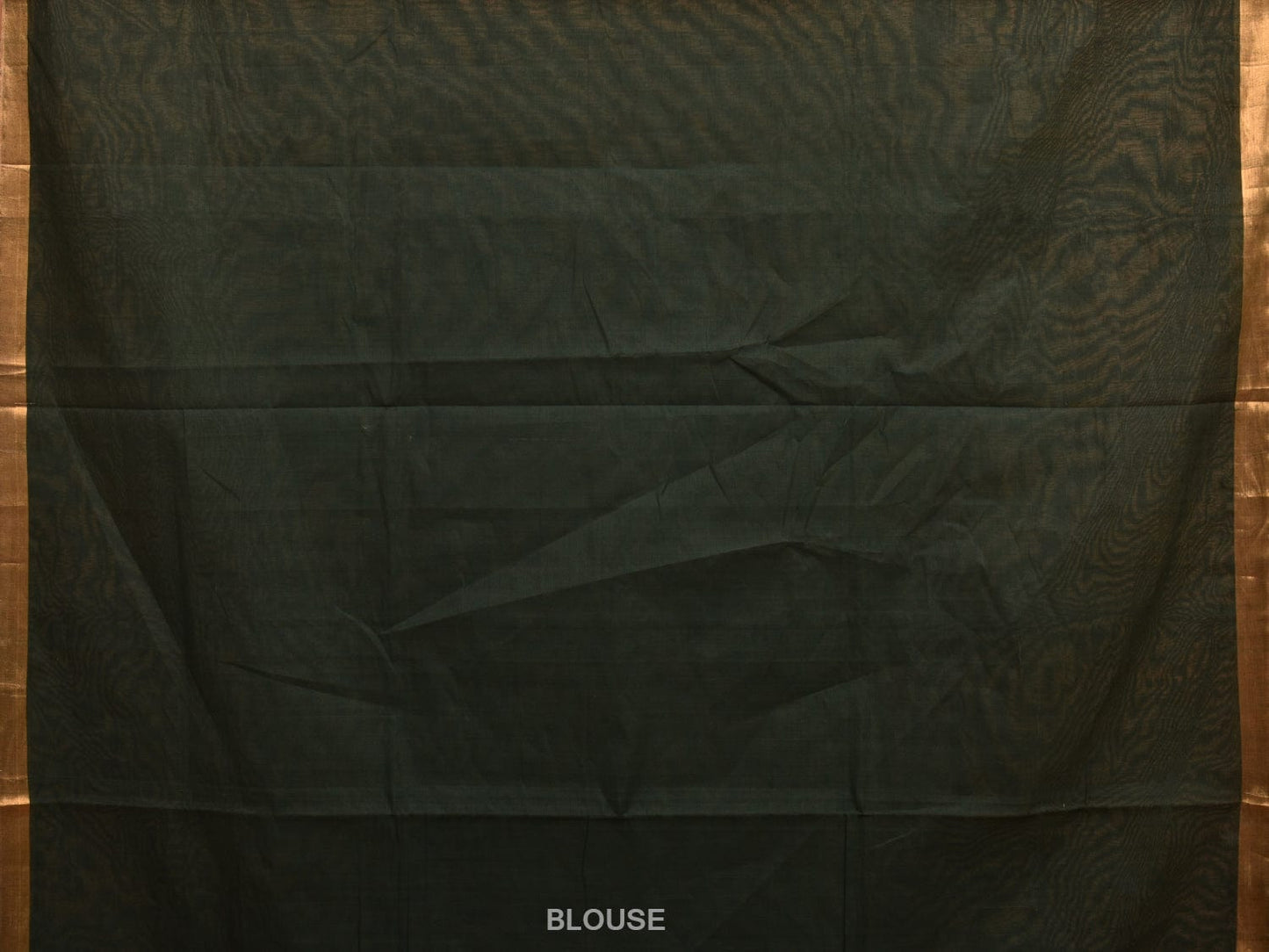 Dark Green Khadi Cotton Handloom Plain Saree with Zari Pallu Design kh0672