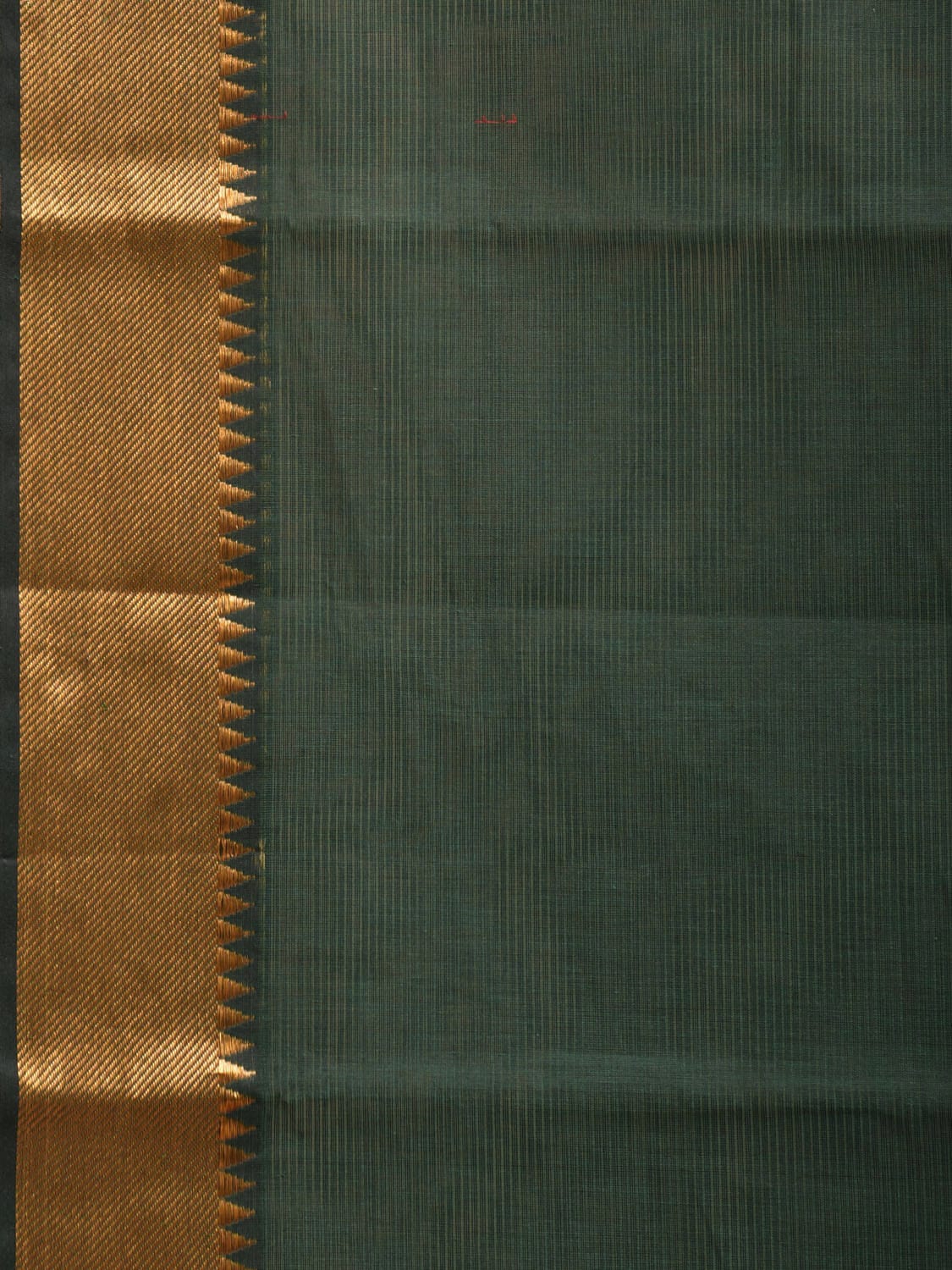 Dark Green Mangalgiri Cotton Handloom Plain Saree with Strips Pallu Design No Blouse mn0064