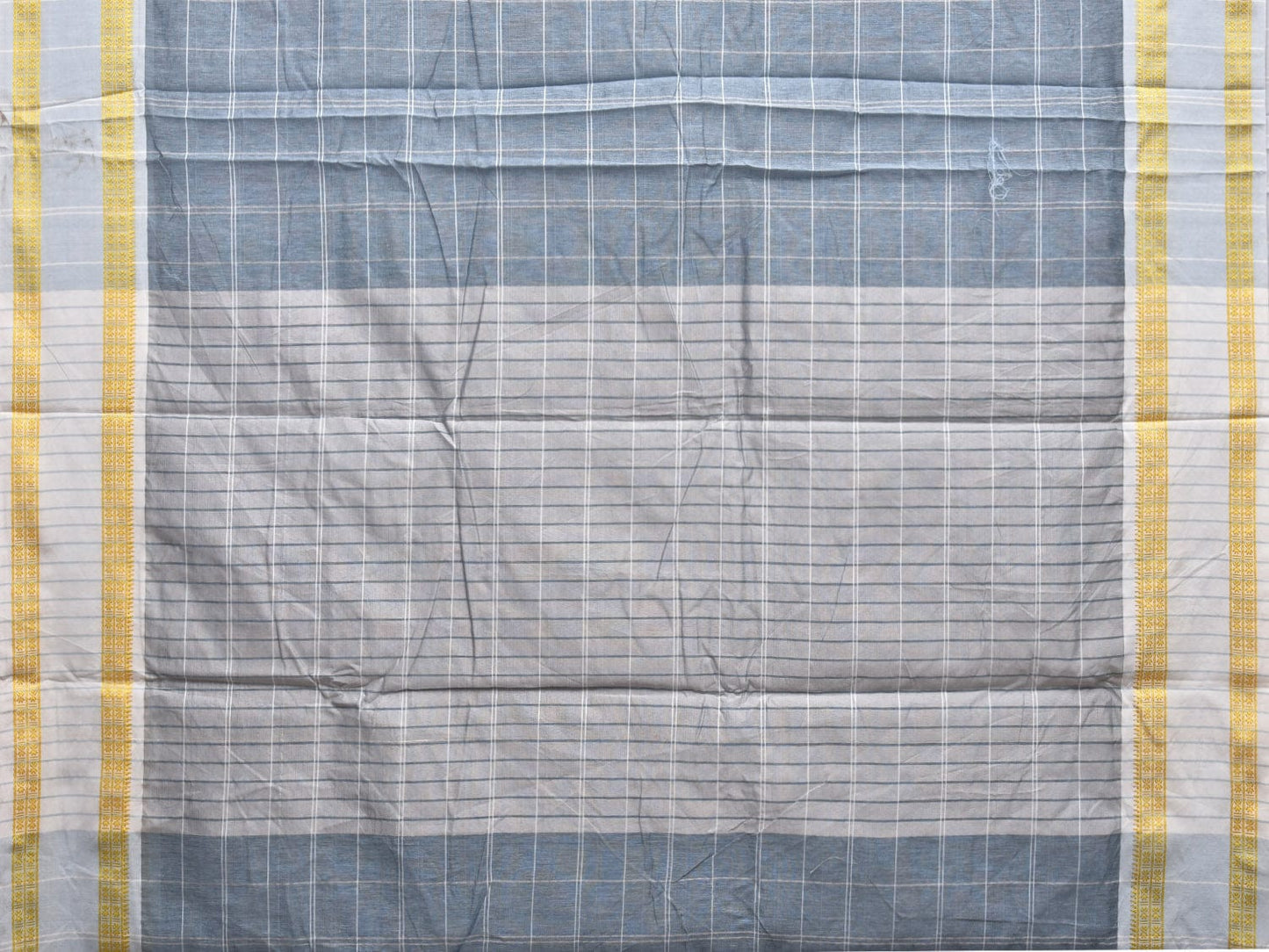 Dark Grey Bamboo Cotton Saree with Big Checks Design No Blouse bc0287