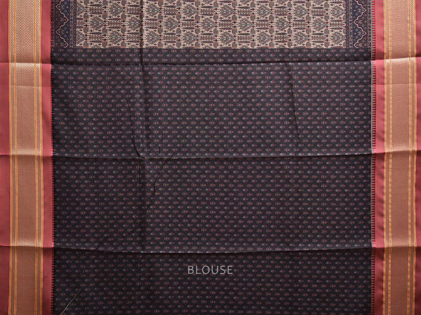 Dark Red Bamboo Cotton Saree with All Over Digital Print Design bc0790