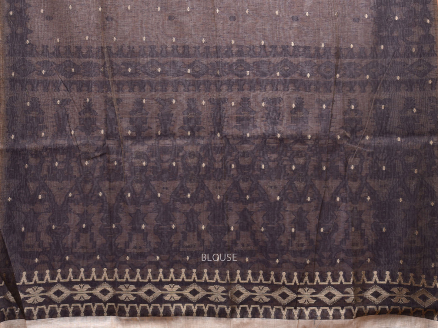 Cream Dhakai Jamdani Cotton Viscose Saree with Border and Pallu Design dj0001