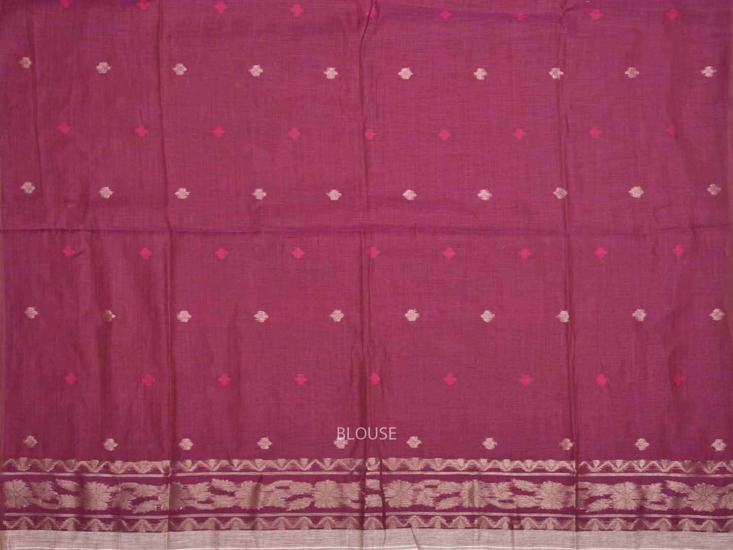 Cream Dhakai Jamdani Cotton Viscose Saree with Floral Border and Pallu Design dj0002