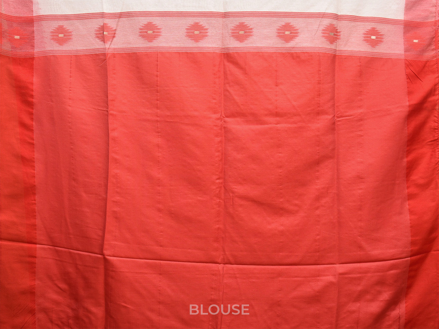 White and Red Dhakai Jamdani Cotton Viscose Saree with Body Buta and Border Design dj0007