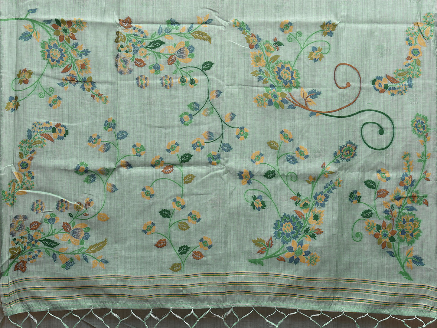 Turquoise Dhakai Jamdani Cotton Viscose Saree with Buta and Floral Pallu Design dj0015