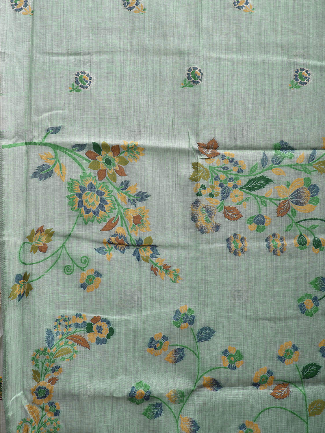 Turquoise Dhakai Jamdani Cotton Viscose Saree with Buta and Floral Pallu Design dj0015
