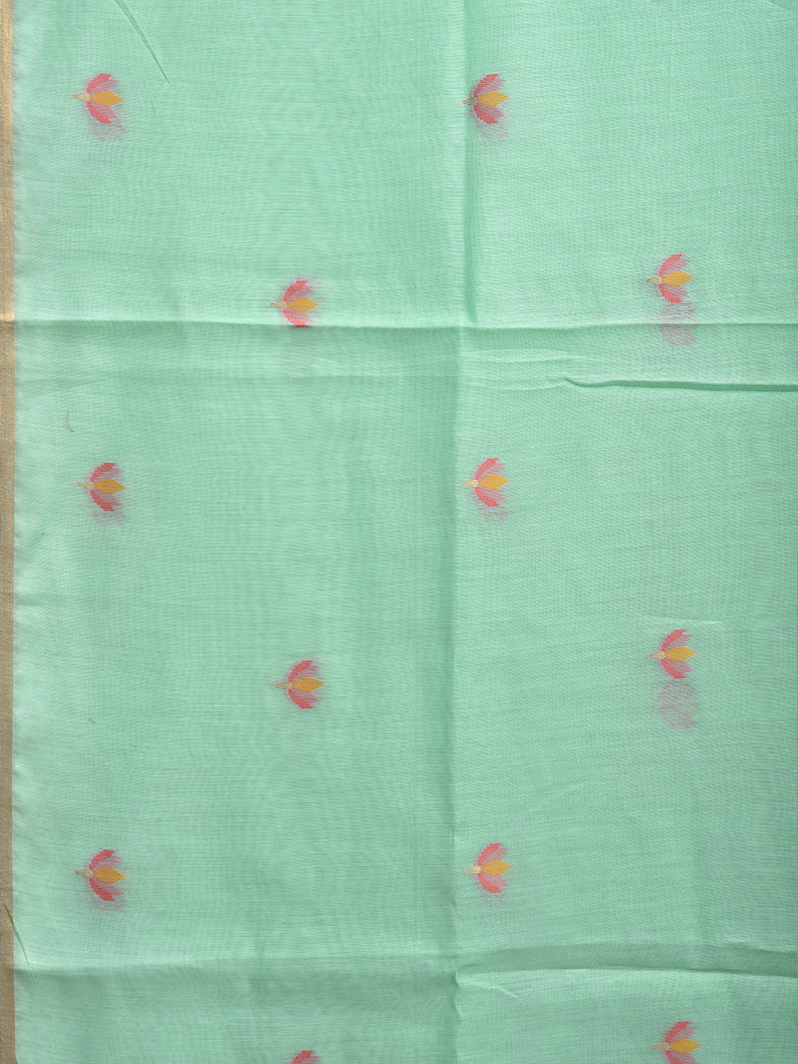 Turquoise Dhakai Jamdani Cotton Viscose Saree with Body Buta and Floral Pallu Design dj0052