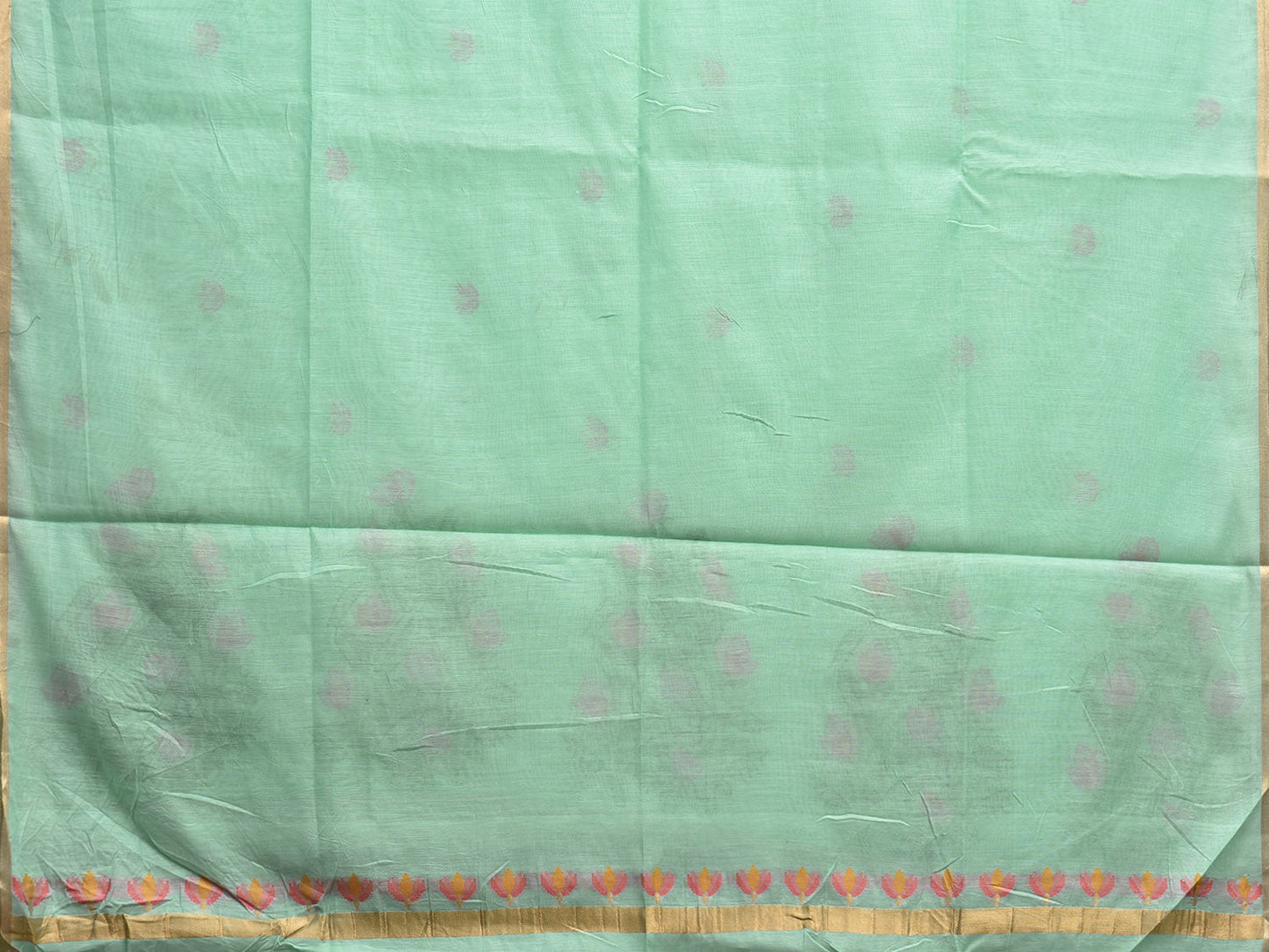 Turquoise Dhakai Jamdani Cotton Viscose Saree with Body Buta and Floral Pallu Design dj0052