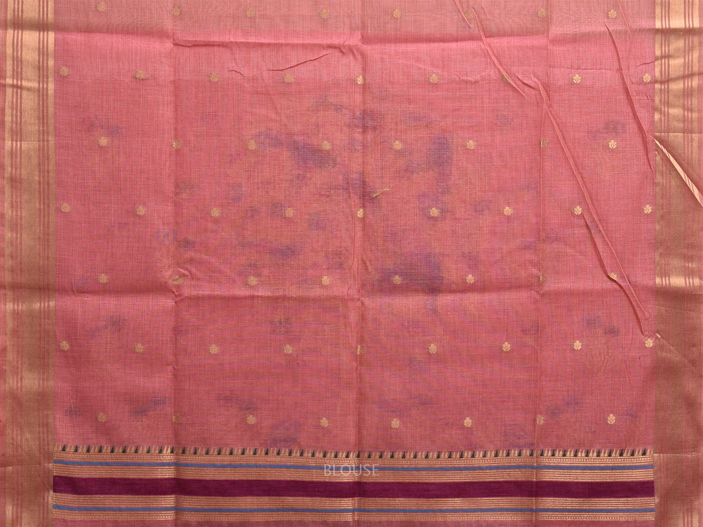 Cream and Baby Pink Dhakai Jamdani Cotton Viscose Saree with Tree and Birds Pallu Design dj0055