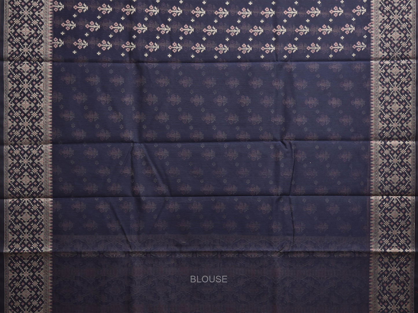 Navy Dhakai Jamdani Cotton Viscose Saree with Body Buta Pallu and Border Design dj0132