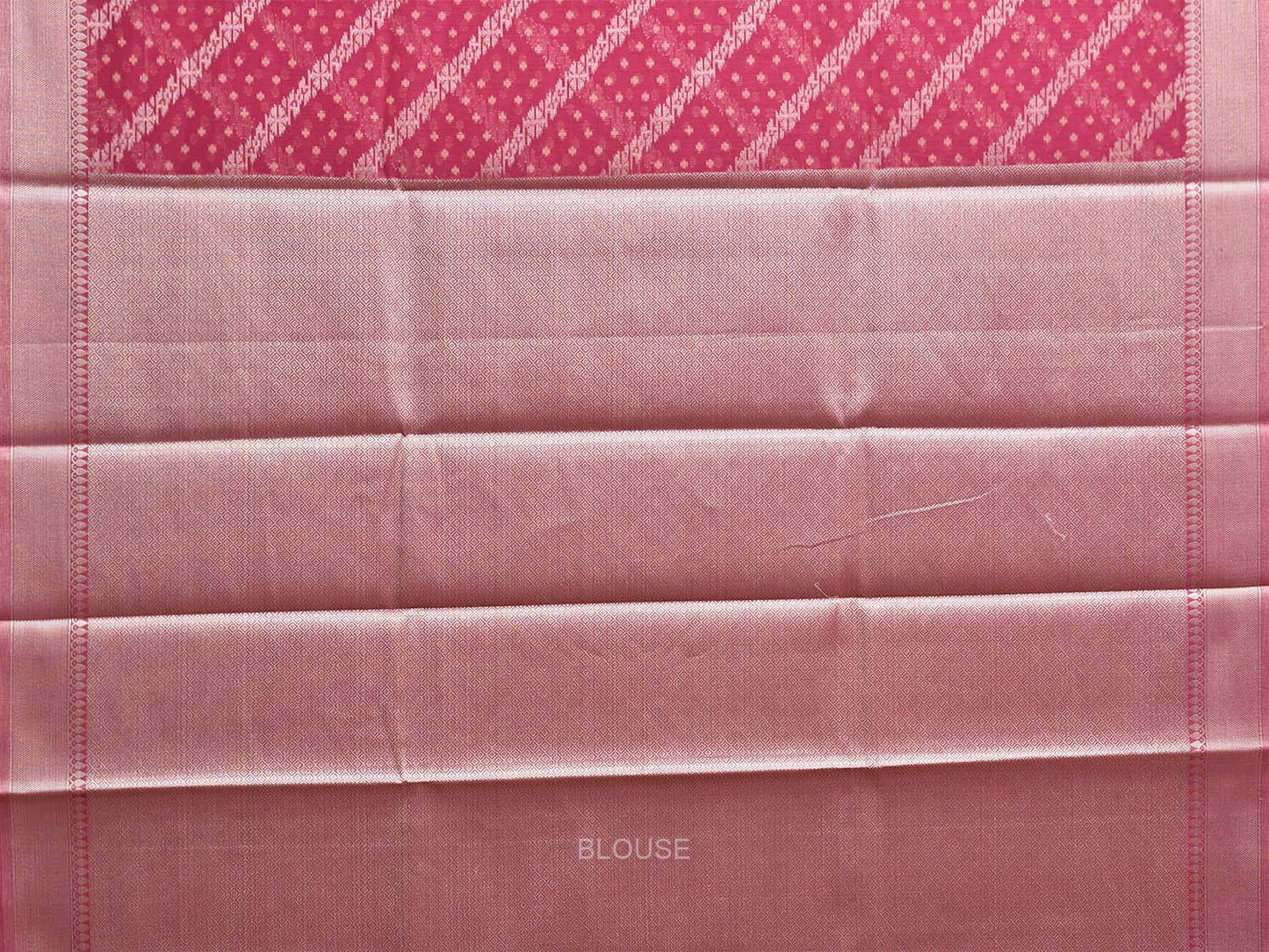 Pink Dhakai Jamdani Cotton Viscose Saree with Diagonal and Border Design dj0135