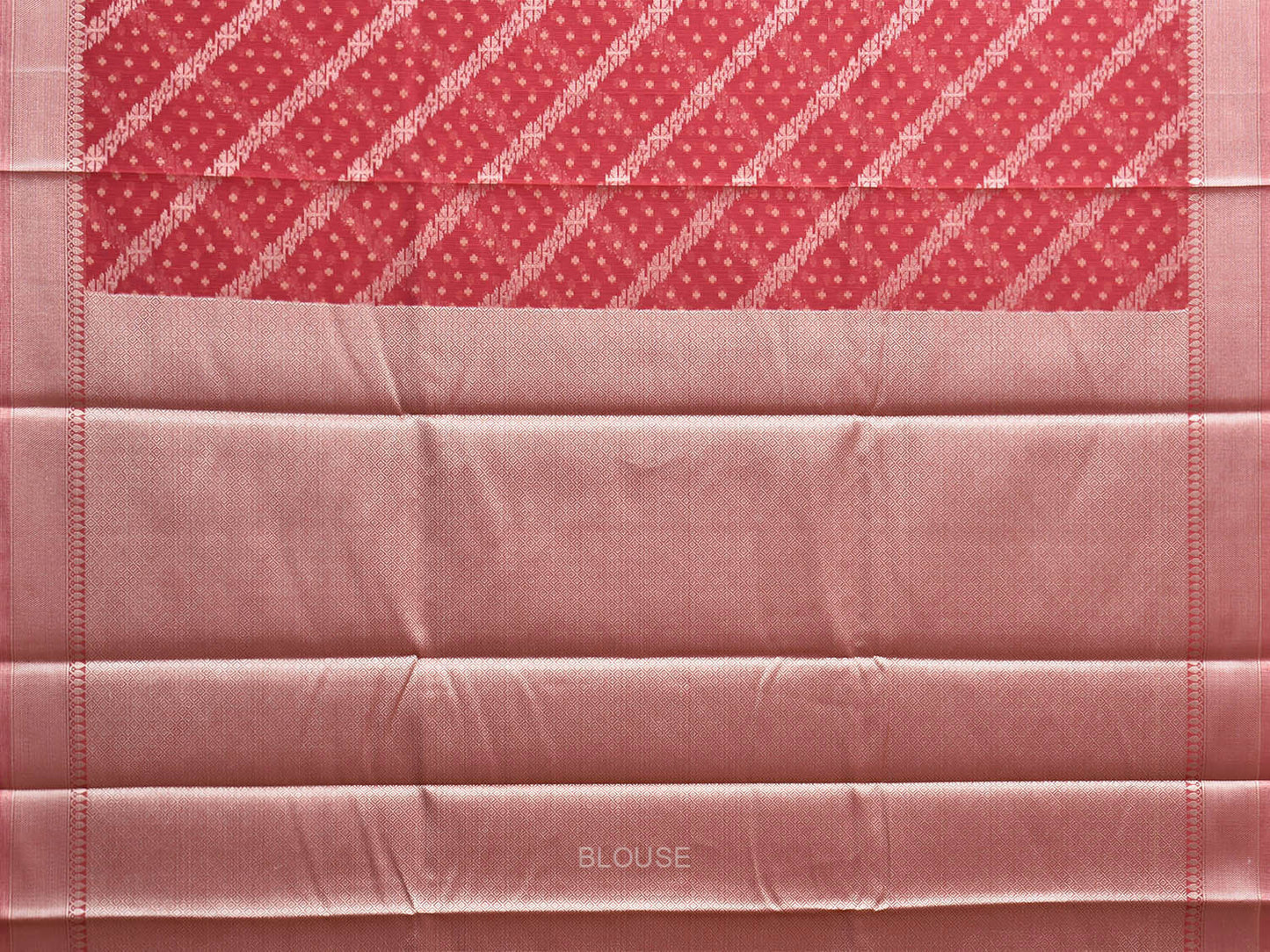 Red Dhakai Jamdani Cotton Viscose Saree with Diagonal and Border Design dj0137