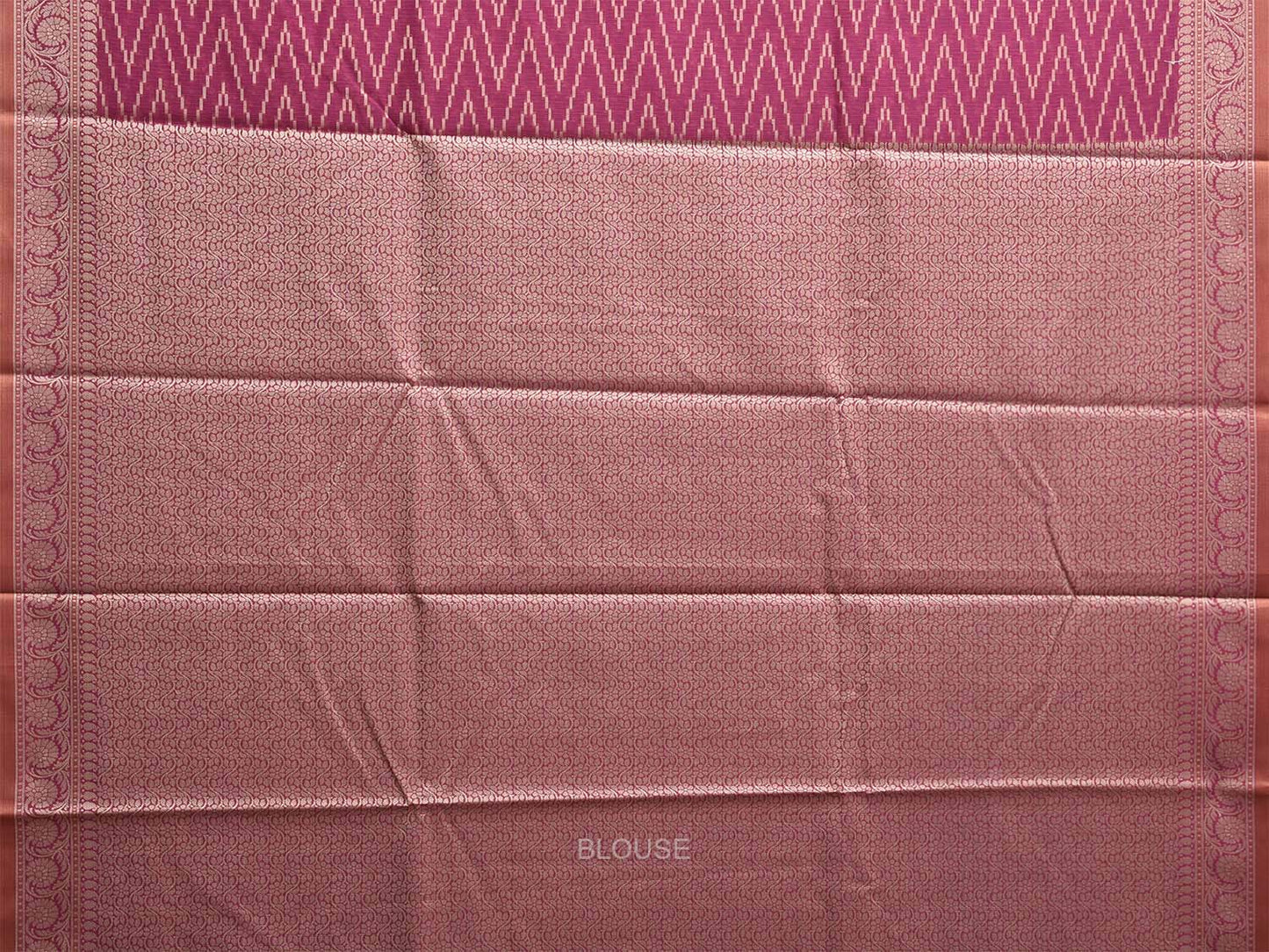 Magenta Dhakai Jamdani Cotton Viscose Saree with Zig-Zag and Mango Pallu Design dj0138