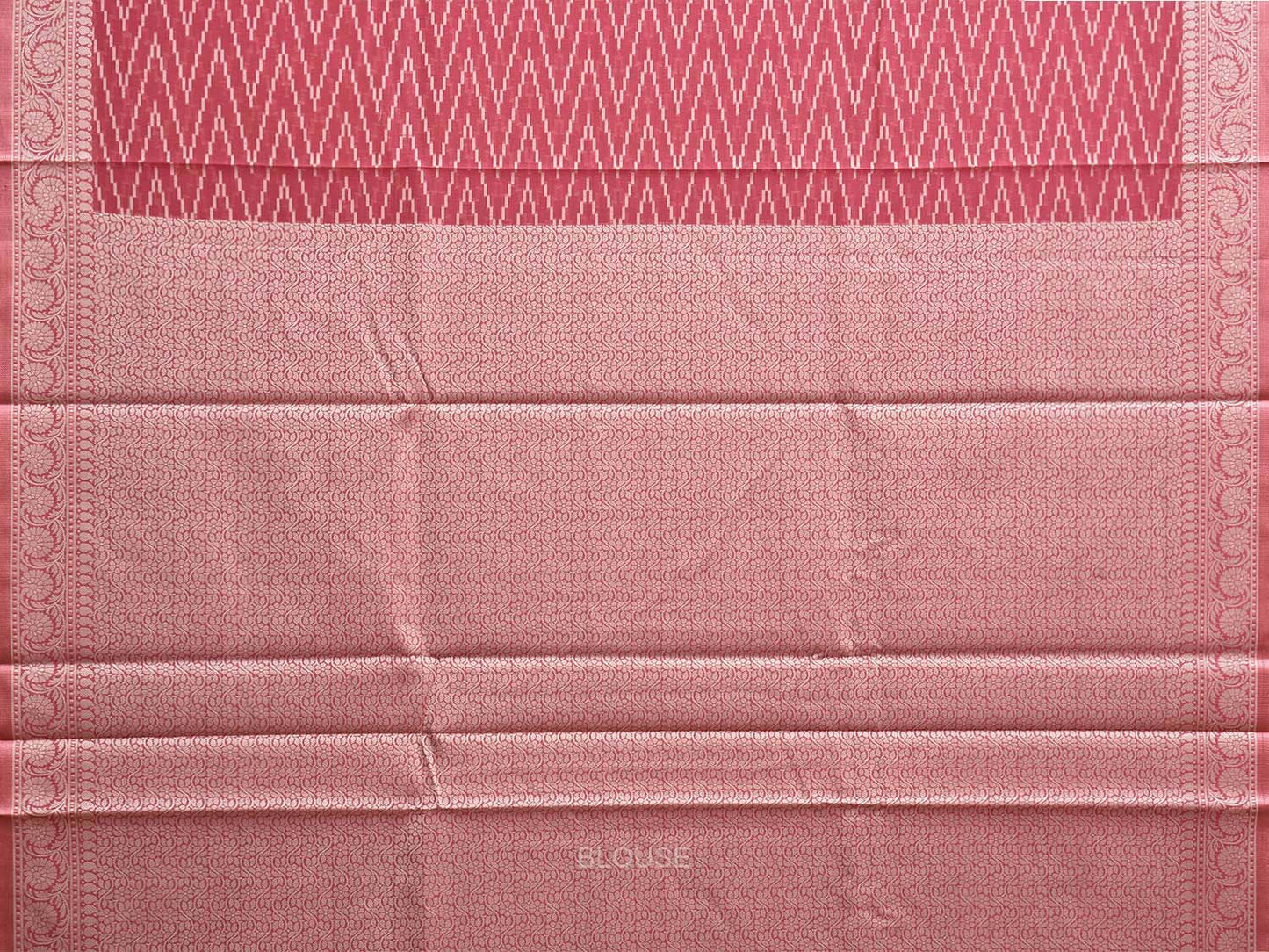 Light Red Dhakai Jamdani Cotton Viscose Saree with Zig-Zag and Mango Pallu Design dj0139