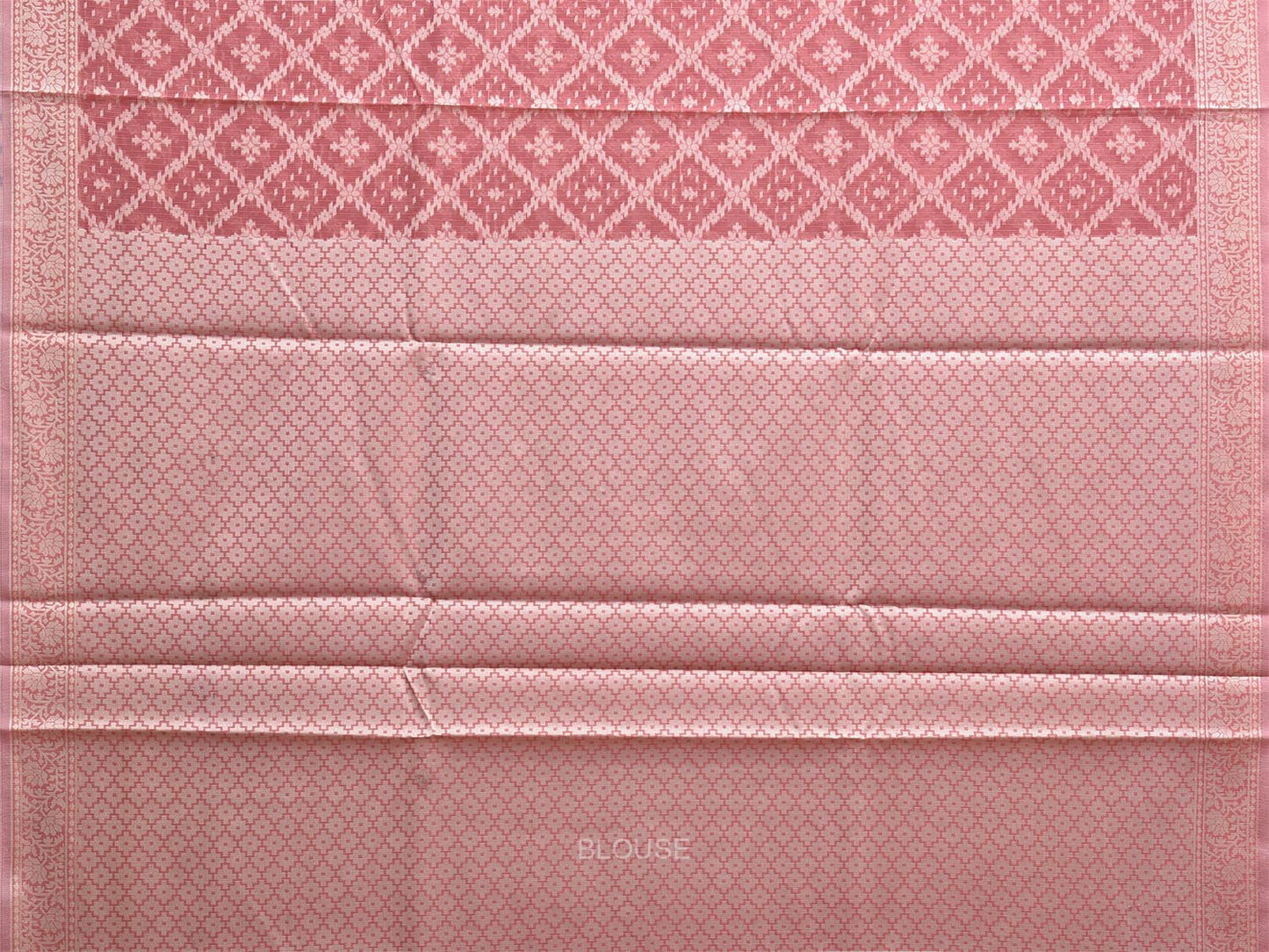 Light Pink Dhakai Jamdani Cotton Viscose Saree with Grill Body and Pallu Design dj0141