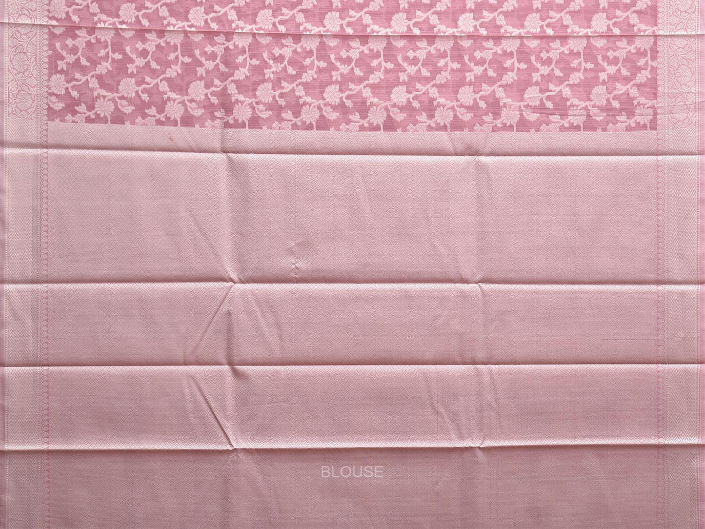 Light Pink Dhakai Jamdani Cotton Viscose Saree with Floral Body and Pallu Design dj0144