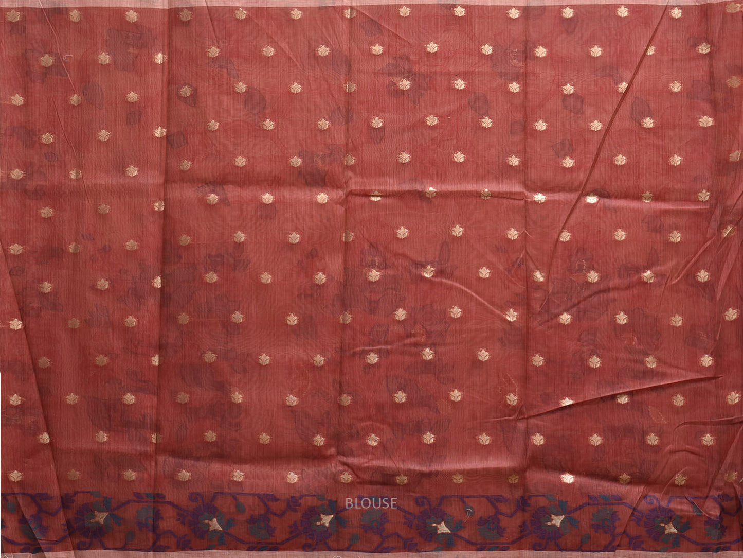 Peach Dhakai Jamdani Cotton Viscose Saree with All Over Floral Design dj0156