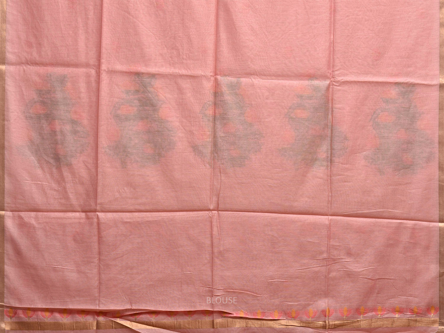 Baby Pink Dhakai Jamdani Cotton Viscose Saree with Floral Pallu Design dj0160