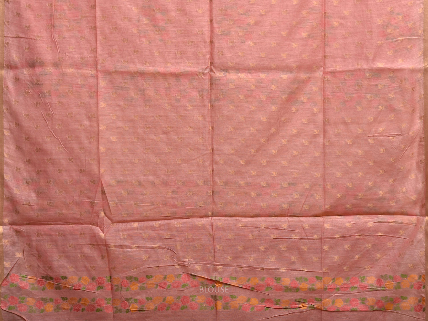 Peach Dhakai Jamdani Cotton Viscose Saree with Floral Buta Design dj0162