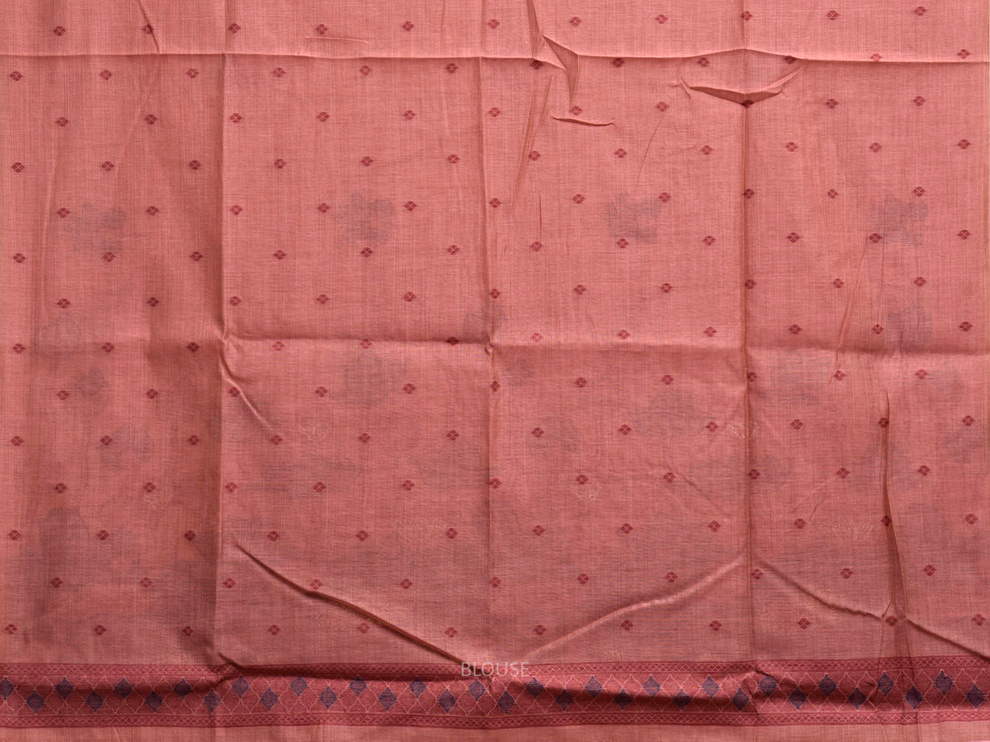 Peach Dhakai Jamdani Cotton Viscose Saree with Lotus Buta and Pallu Design dj0164