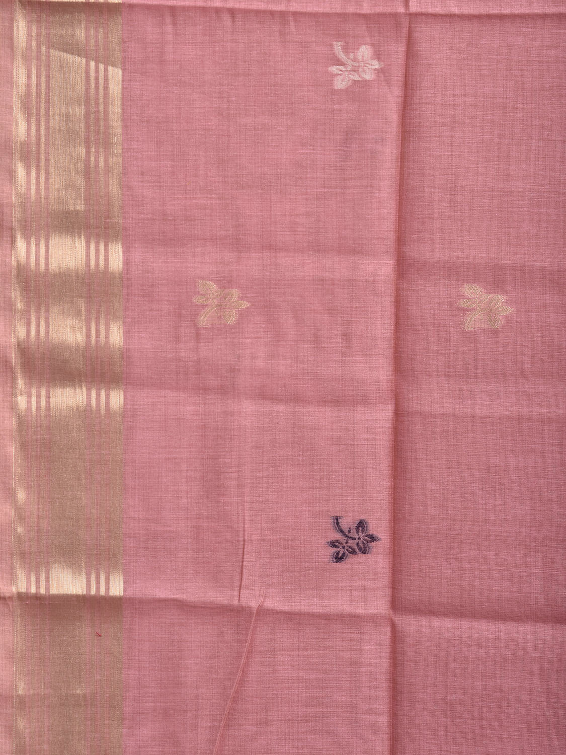 Baby Pink and Pink Dhakai Jamdani Cotton Viscose Saree with Peacocks Pallu Design dj0166