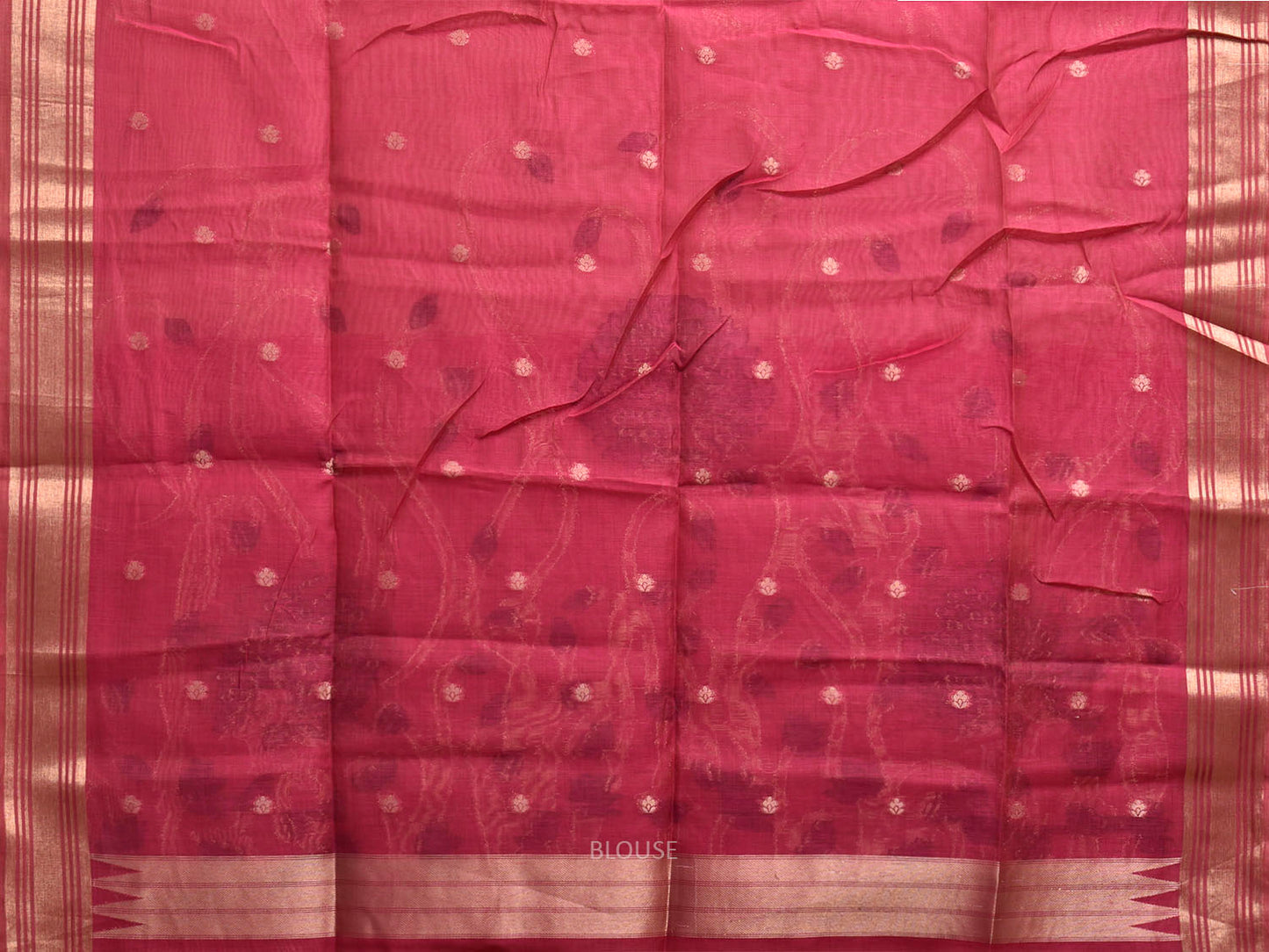 Baby Pink and Pink Dhakai Jamdani Cotton Viscose Saree with Peacocks Pallu Design dj0166