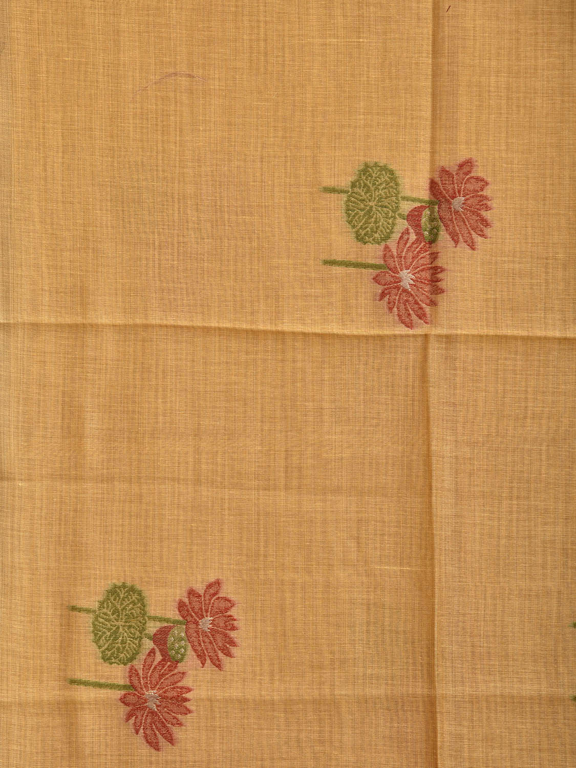 Yellow Dhakai Jamdani Cotton Viscose Saree with Lotus Buta and Pallu Design dj0168