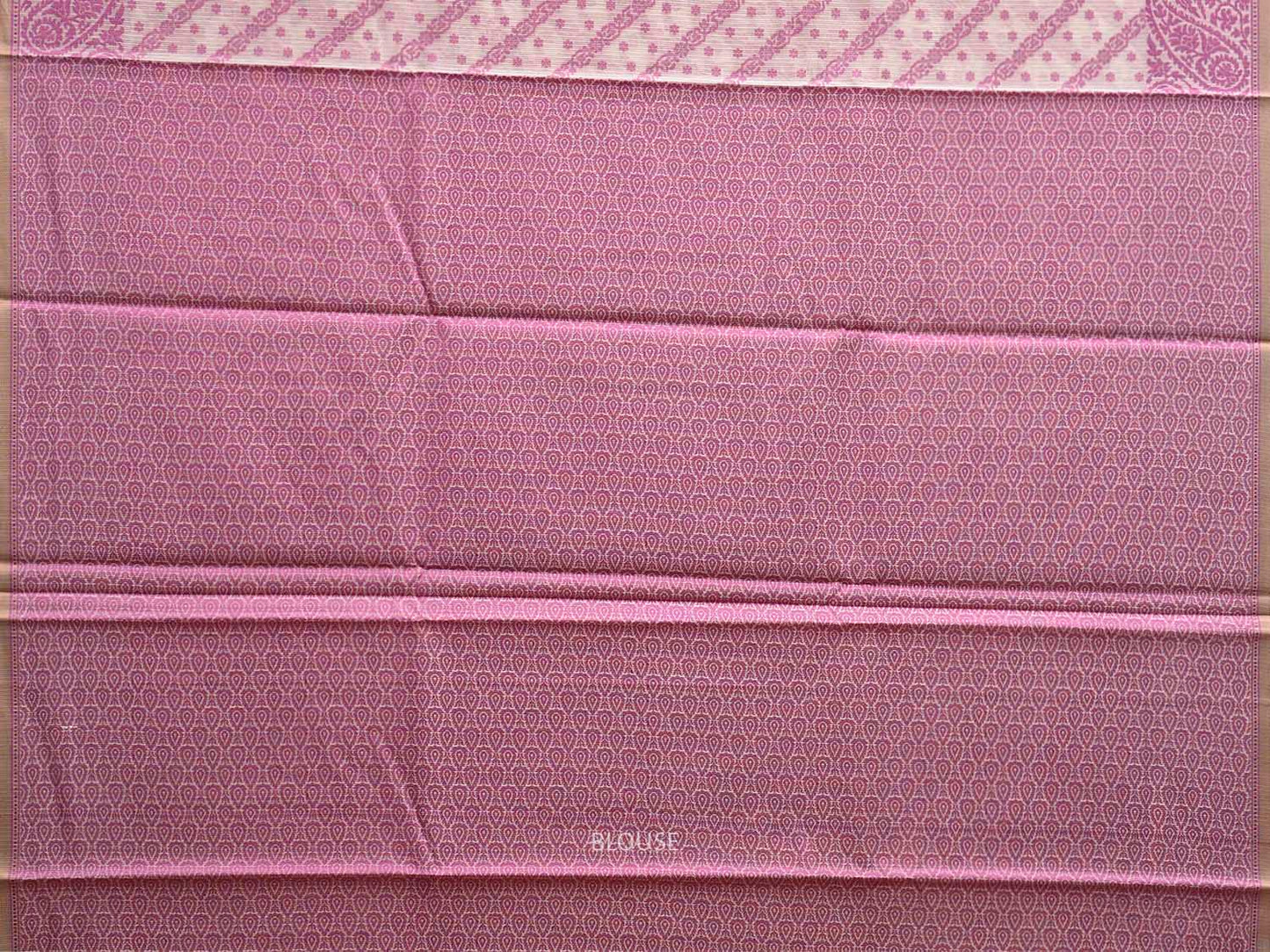 Pink and White Dhakai Jamdani Cotton Viscose Saree with Diagonal and Mango Design dj0172