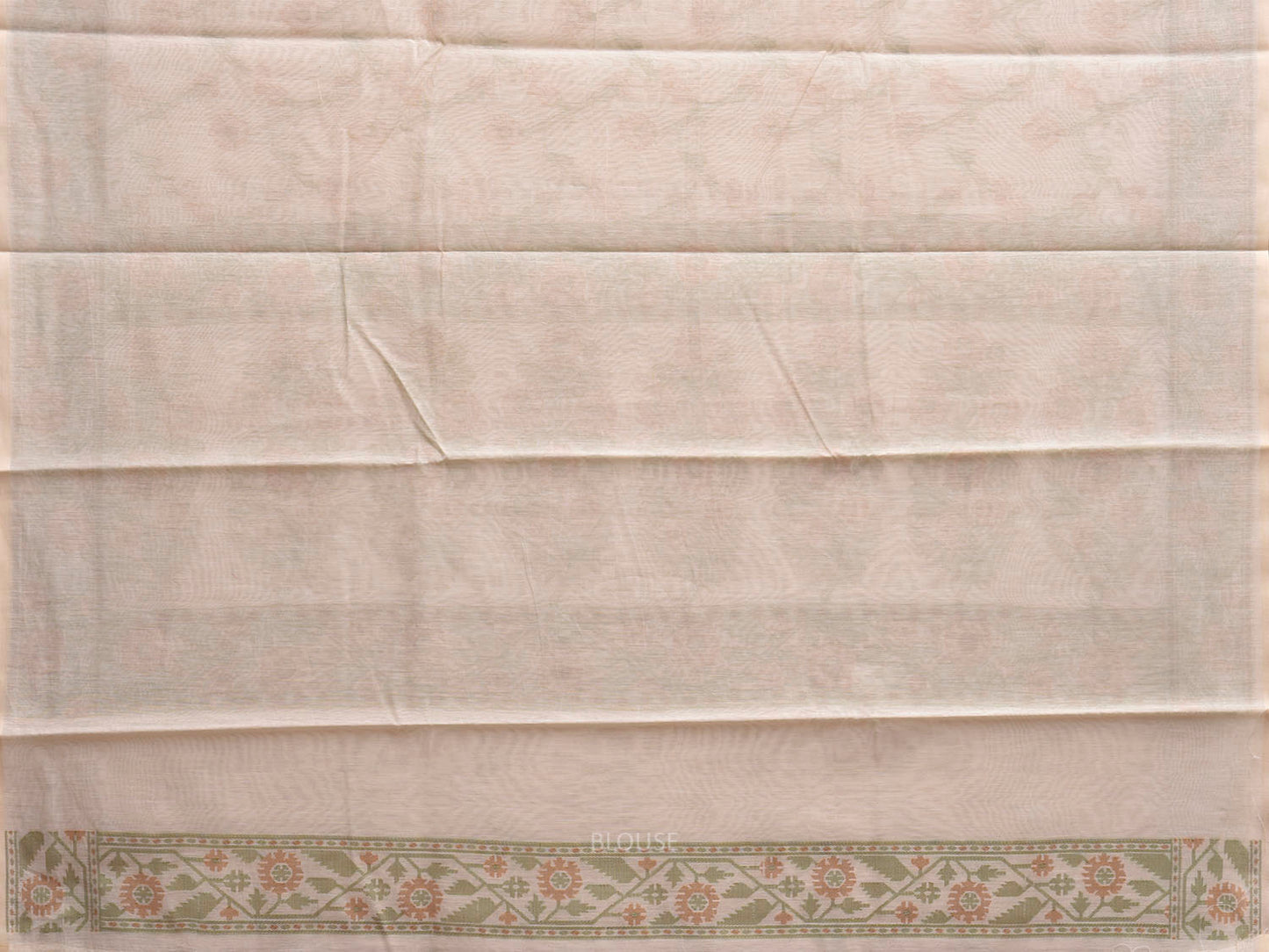White and Green Dhakai Jamdani Cotton Viscose Saree with Border and Pallu Design dj0175