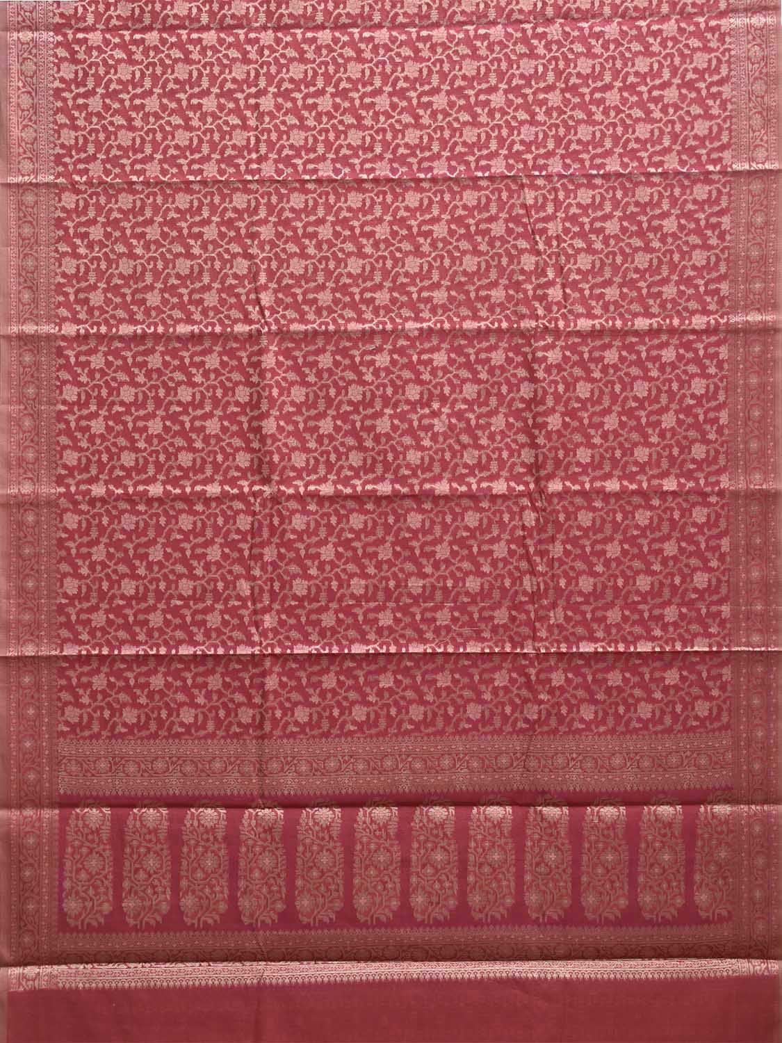 Pink Dhakai Jamdani Cotton Viscose Saree with All Over Floral and Pallu Design dj0176