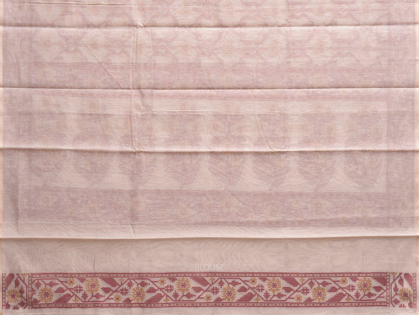 White and Red Dhakai Jamdani Cotton Viscose Saree with All Over and Pallu Design dj0177