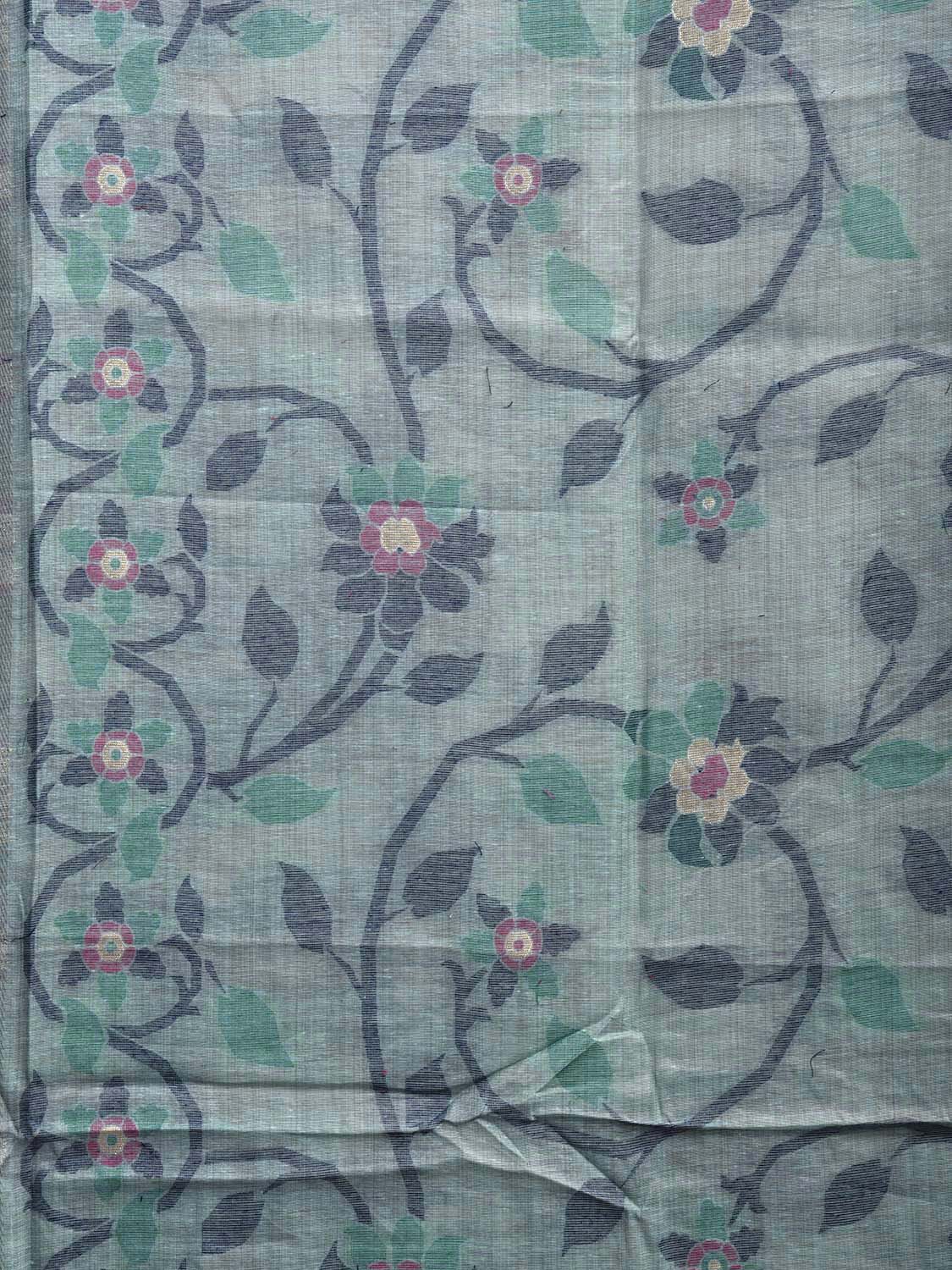 Turquoise Dhakai Jamdani Cotton Viscose Saree with All Over Floral Design dj0184