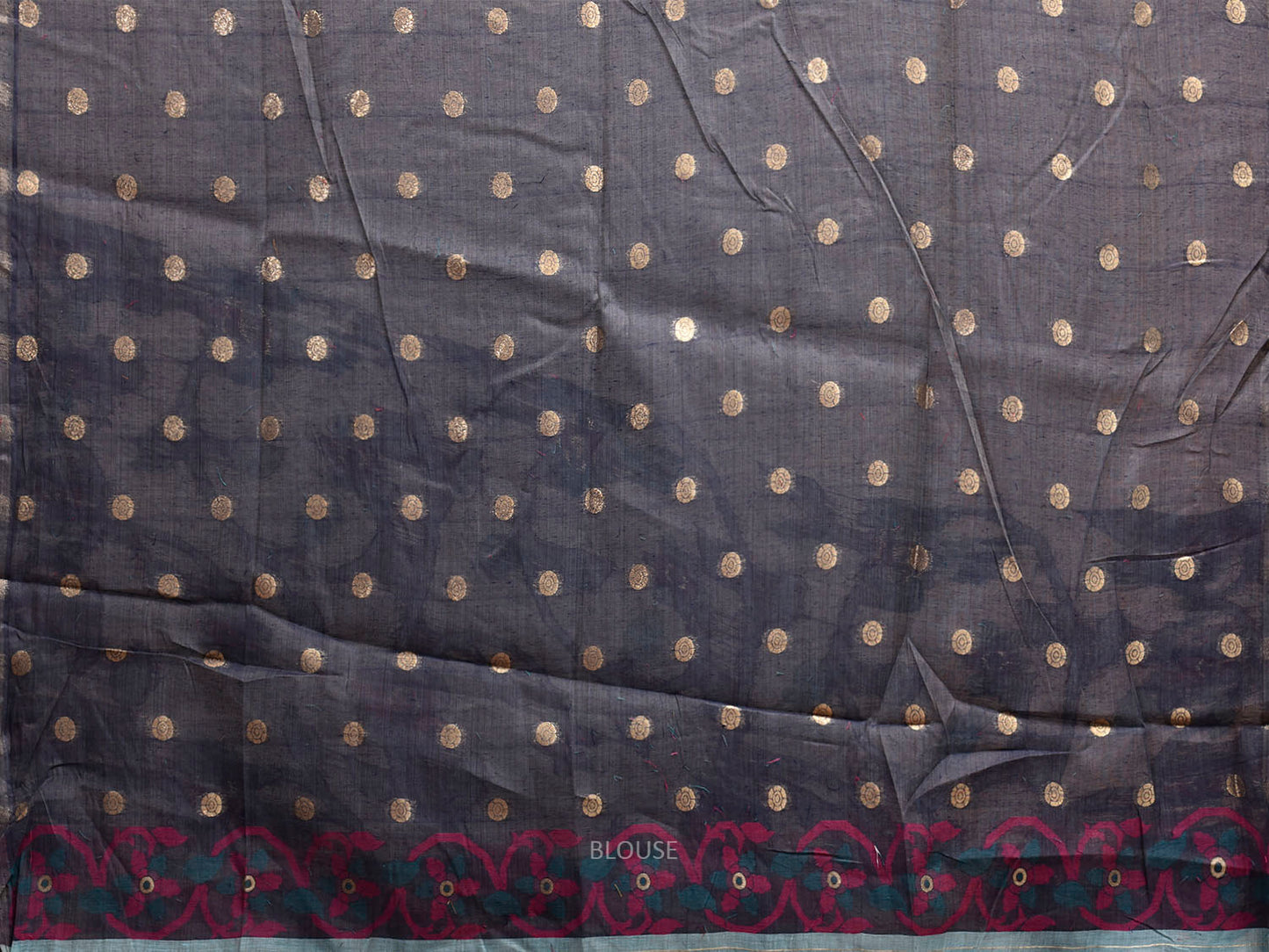 Turquoise Dhakai Jamdani Cotton Viscose Saree with All Over Floral Design dj0184