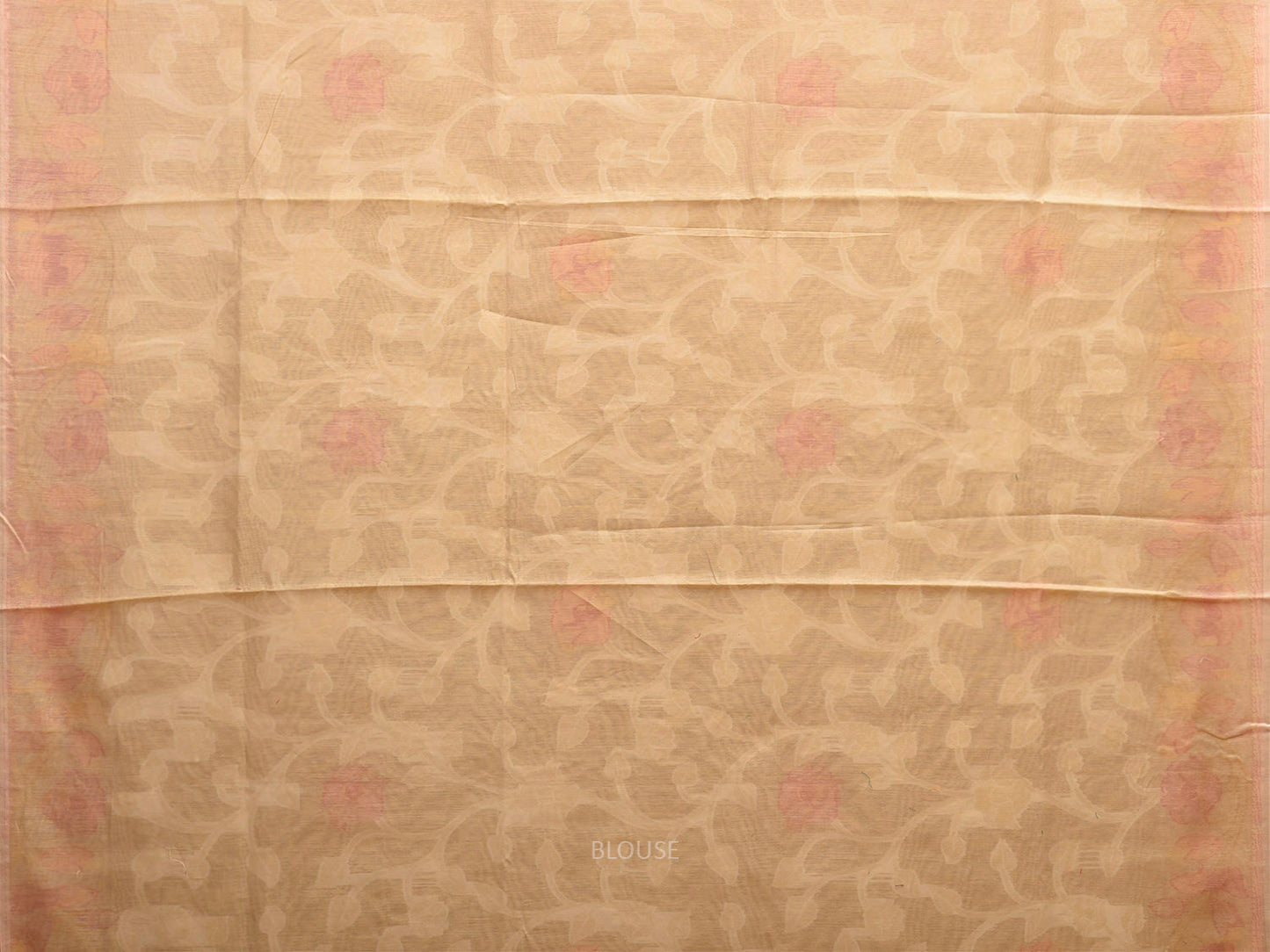 Cream Dhakai Jamdani Cotton Viscose Saree with All Over Floral Design dj0188