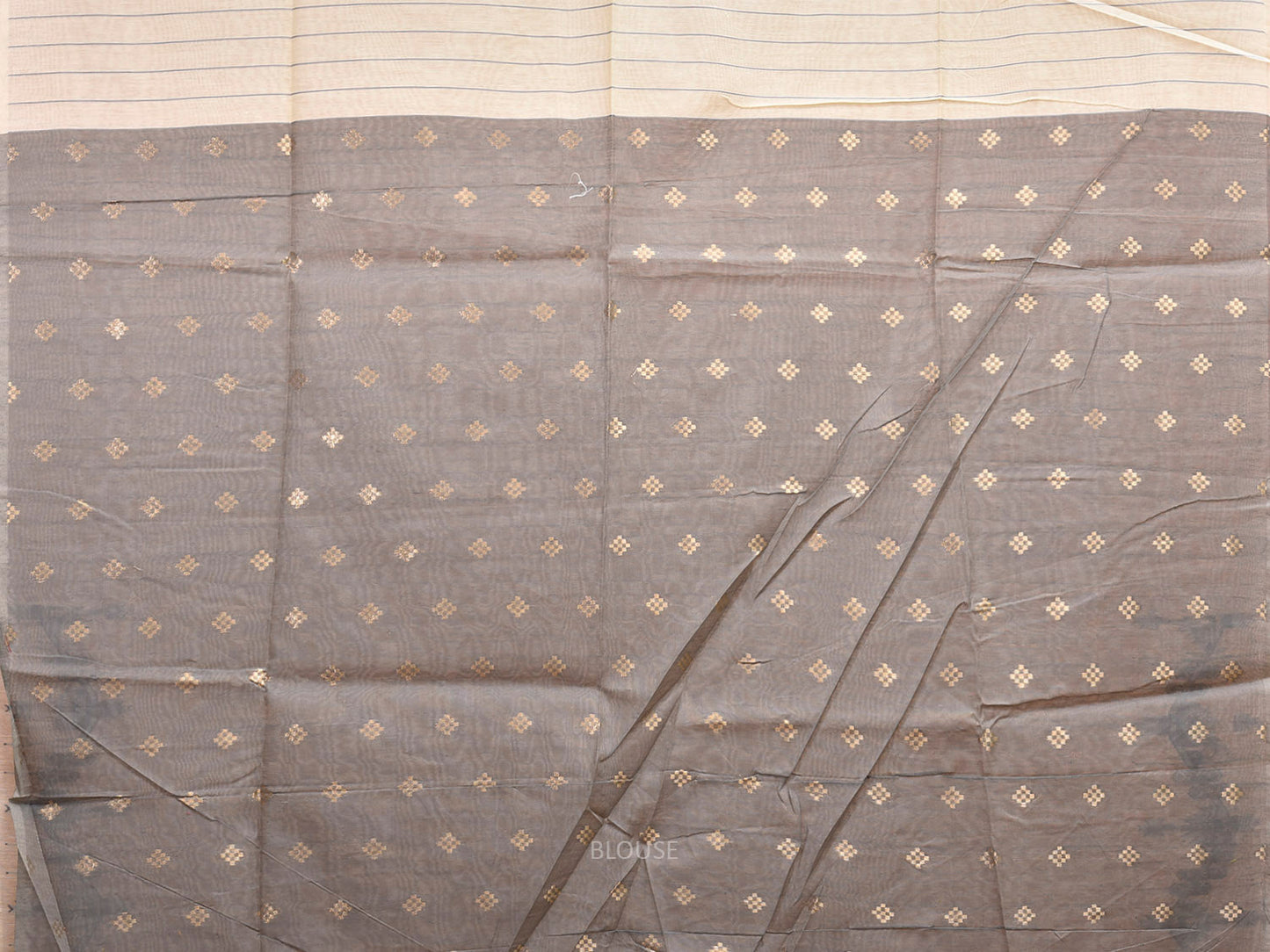 White and Grey Dhakai Jamdani Cotton Viscose Saree with Border and Pallu Design dj0191