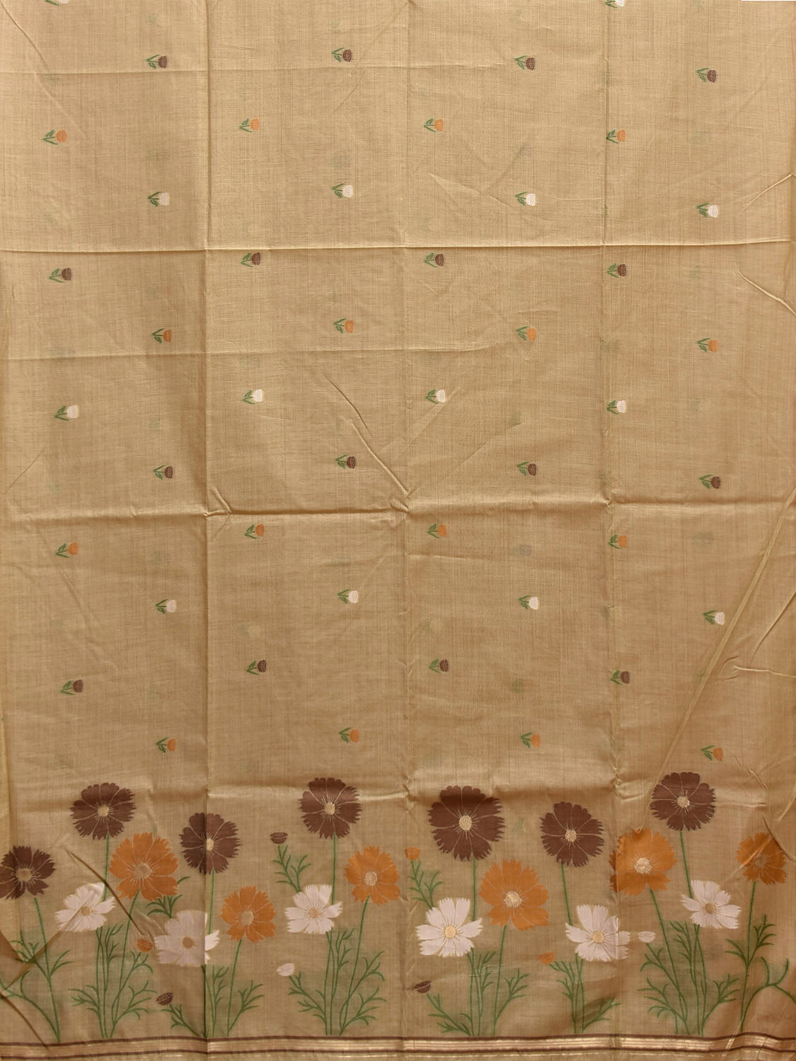 Light Yellow Dhakai Jamdani Cotton Viscose Saree with Small Buta and Floral Pallu Design dj0198